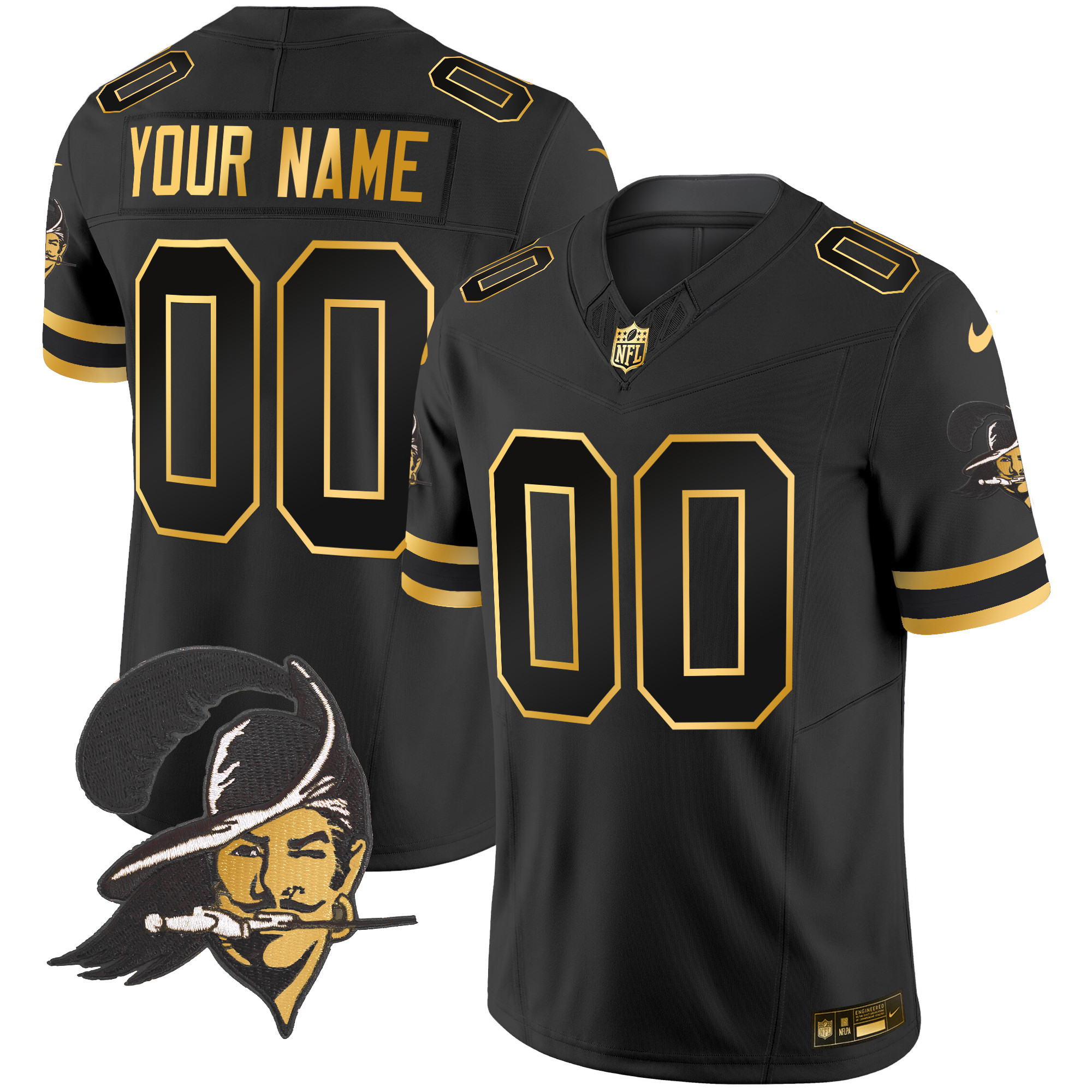 Buccaneers Throwback Gold Vapor Limited Custom Jersey - All Stitched - Image 2