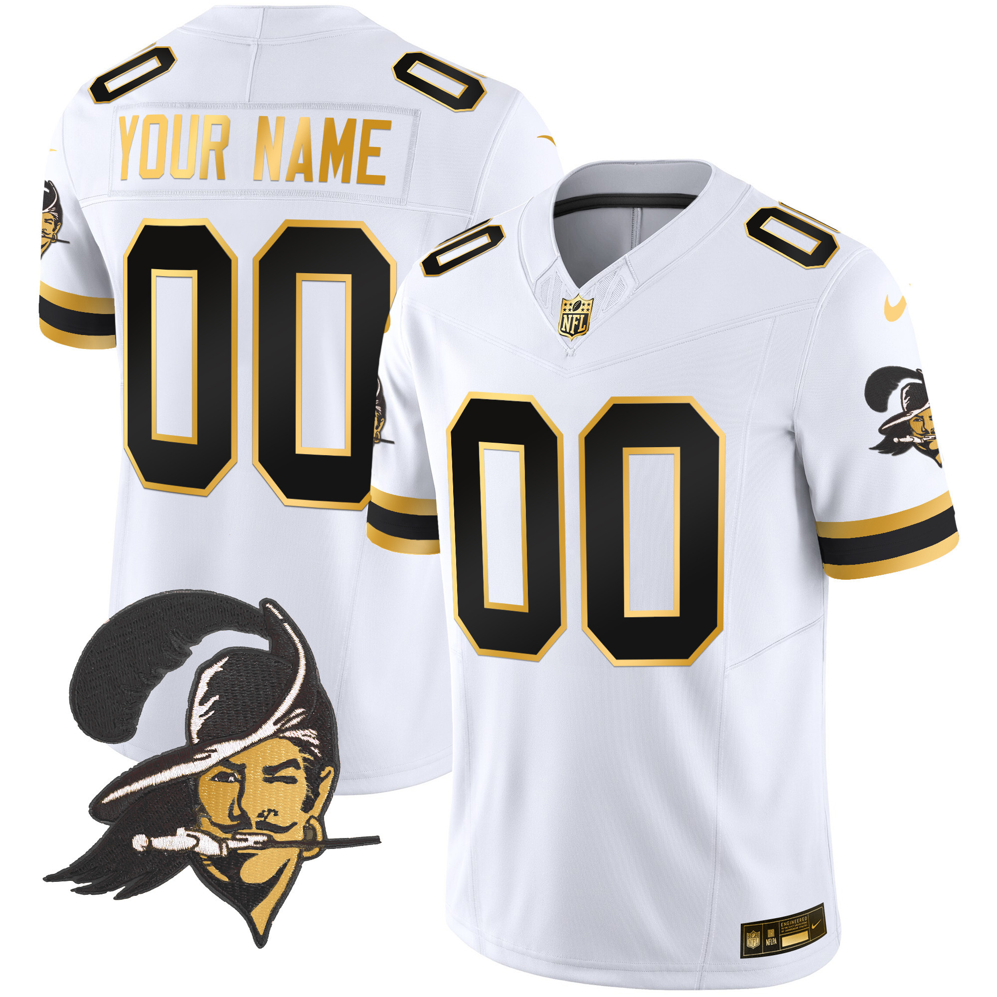 Buccaneers Throwback Gold Vapor Limited Custom Jersey - All Stitched - Image 3