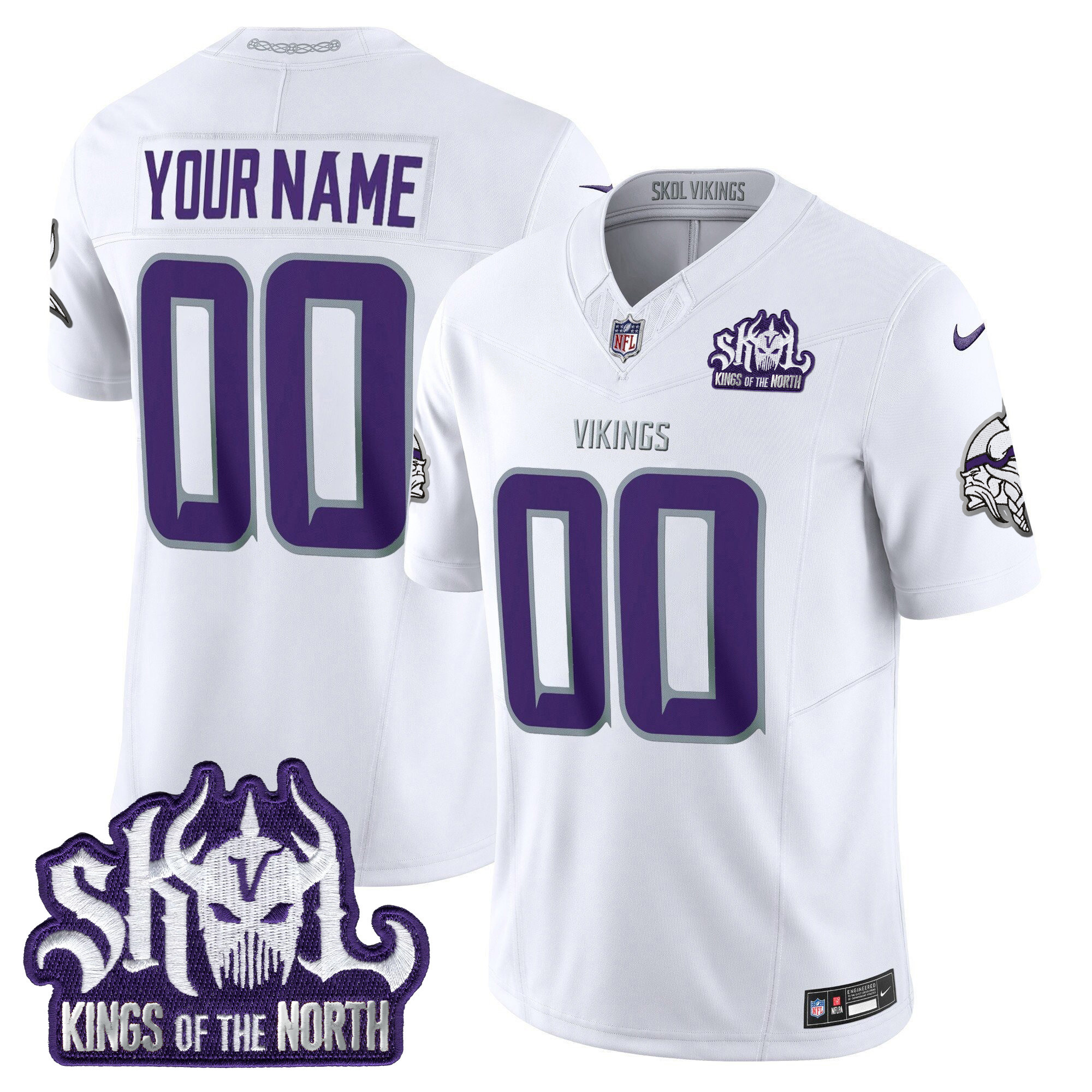 Minnesota Vikings King Of The North Patch Throwback Vapor Limited Custom Jersey - All Stitched - Image 5