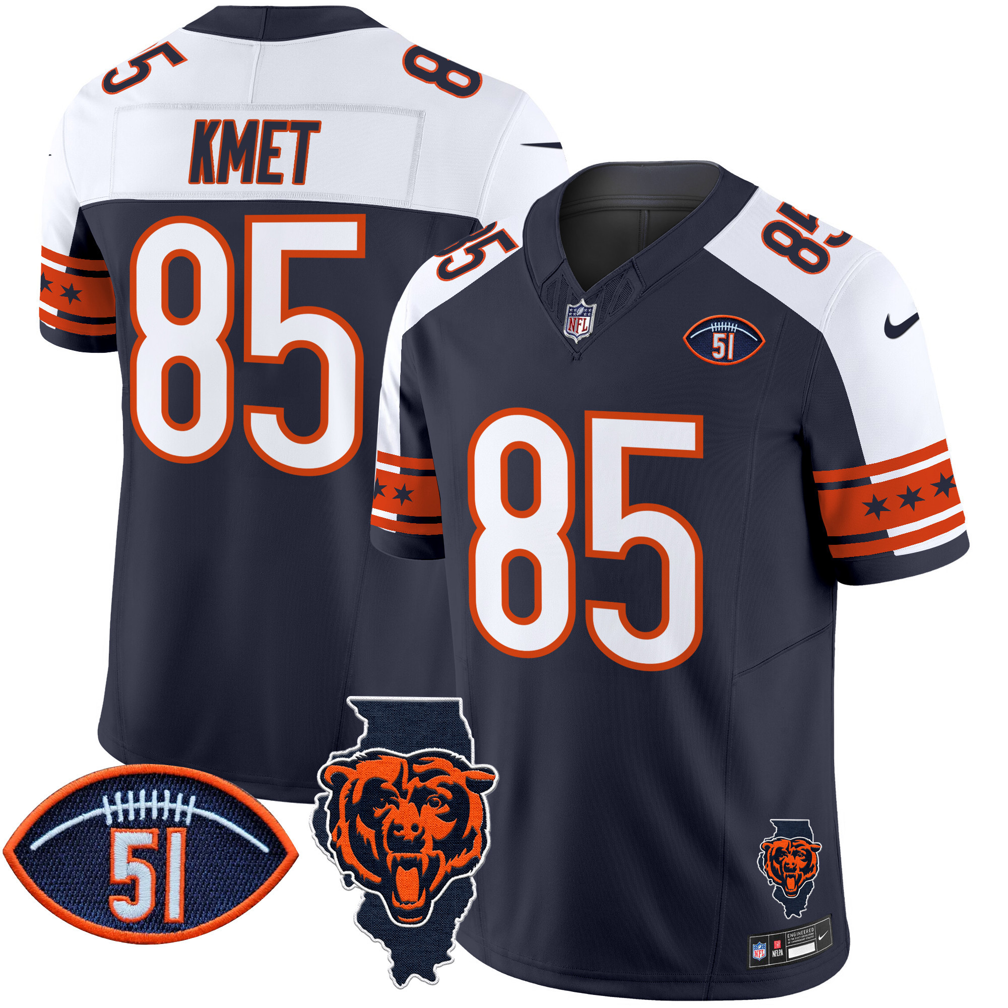 Men's Bears Illinois & Dick Butkus Patch Vapor Limited Jersey - All Stitched - Image 28