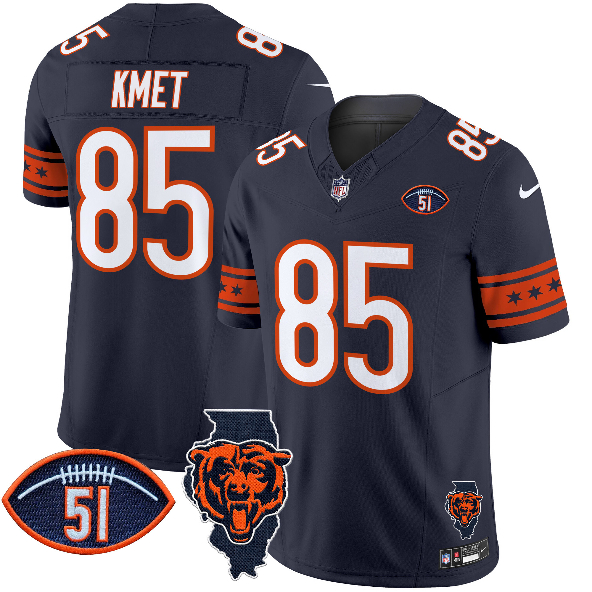 Men's Bears Illinois & Dick Butkus Patch Vapor Limited Jersey - All Stitched - Image 7