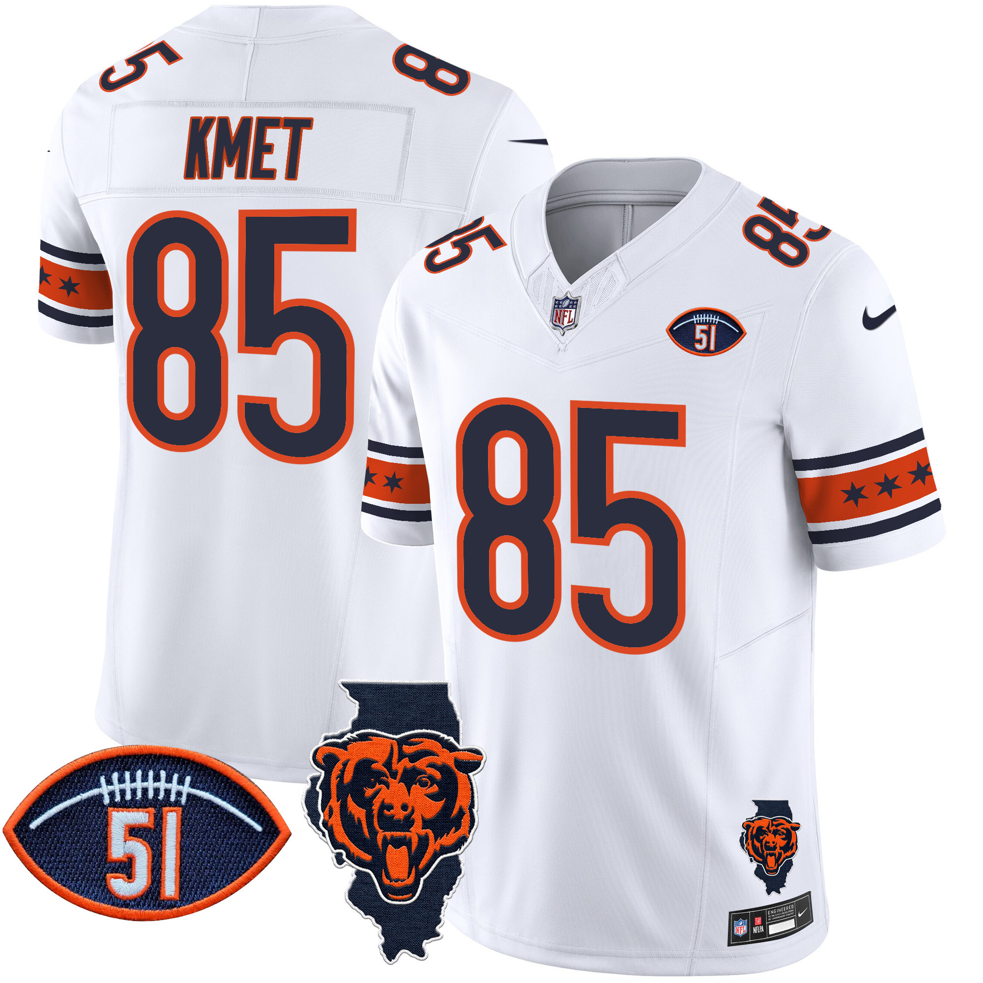 Men's Bears Illinois & Dick Butkus Patch Vapor Limited Jersey - All Stitched - Image 14