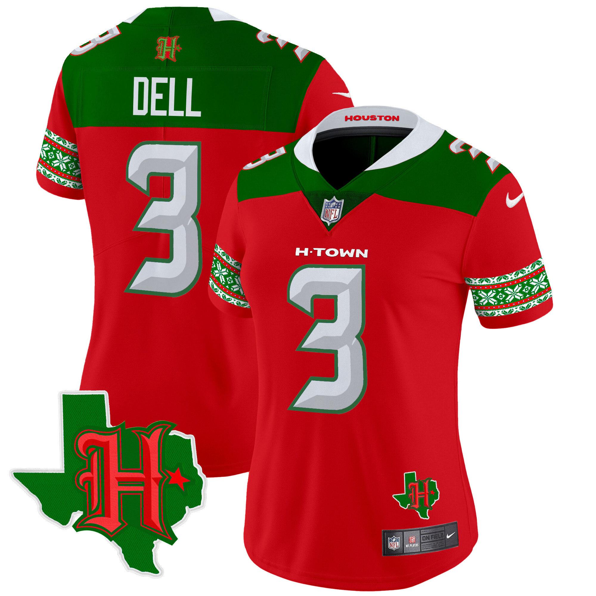 Women's Houston Texans 2024 Christmas Vapor Limited Jersey - All Stitched - Image 4