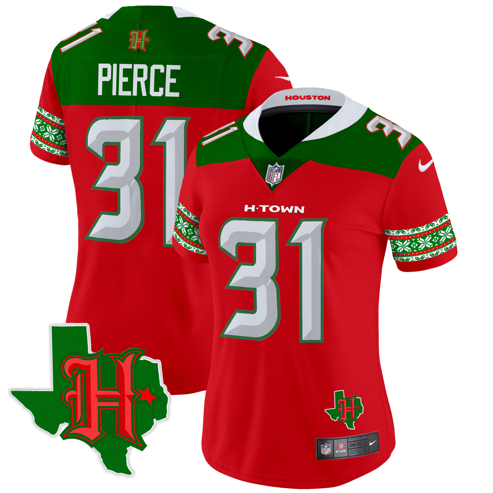 Women's Houston Texans 2024 Christmas Vapor Limited Jersey - All Stitched - Image 6