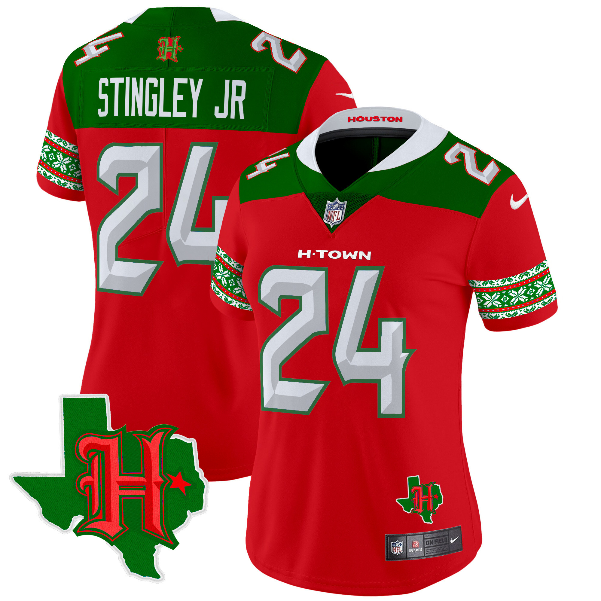 Women's Houston Texans 2024 Christmas Vapor Limited Jersey - All Stitched - Image 5