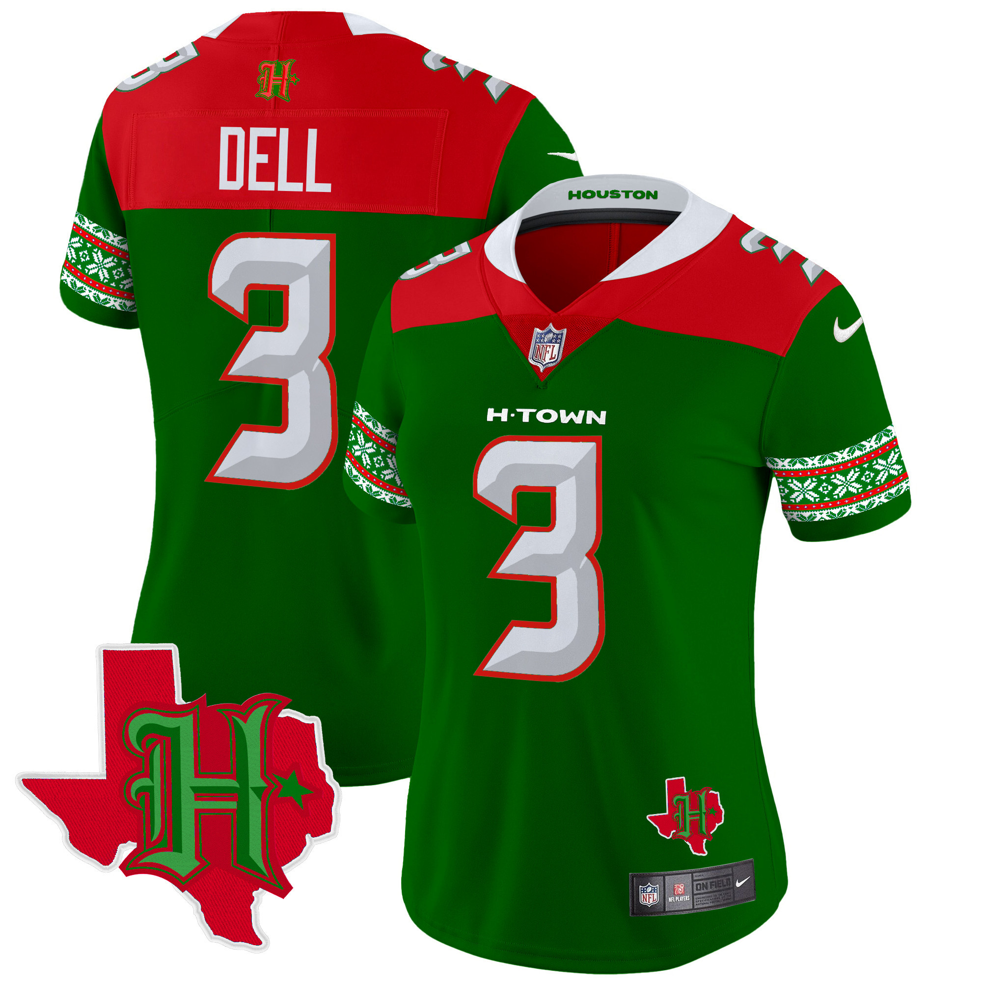 Women's Houston Texans 2024 Christmas Vapor Limited Jersey - All Stitched - Image 12