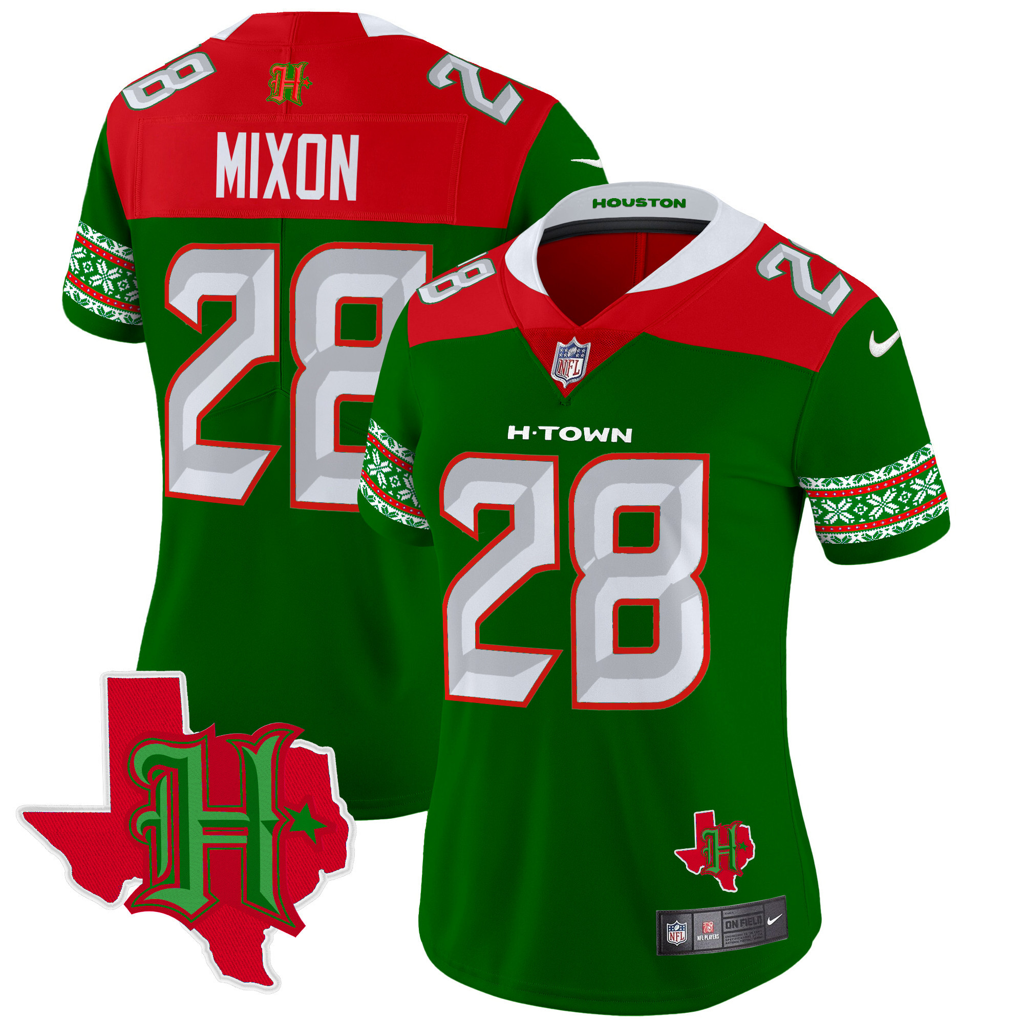 Women's Houston Texans 2024 Christmas Vapor Limited Jersey - All Stitched - Image 11