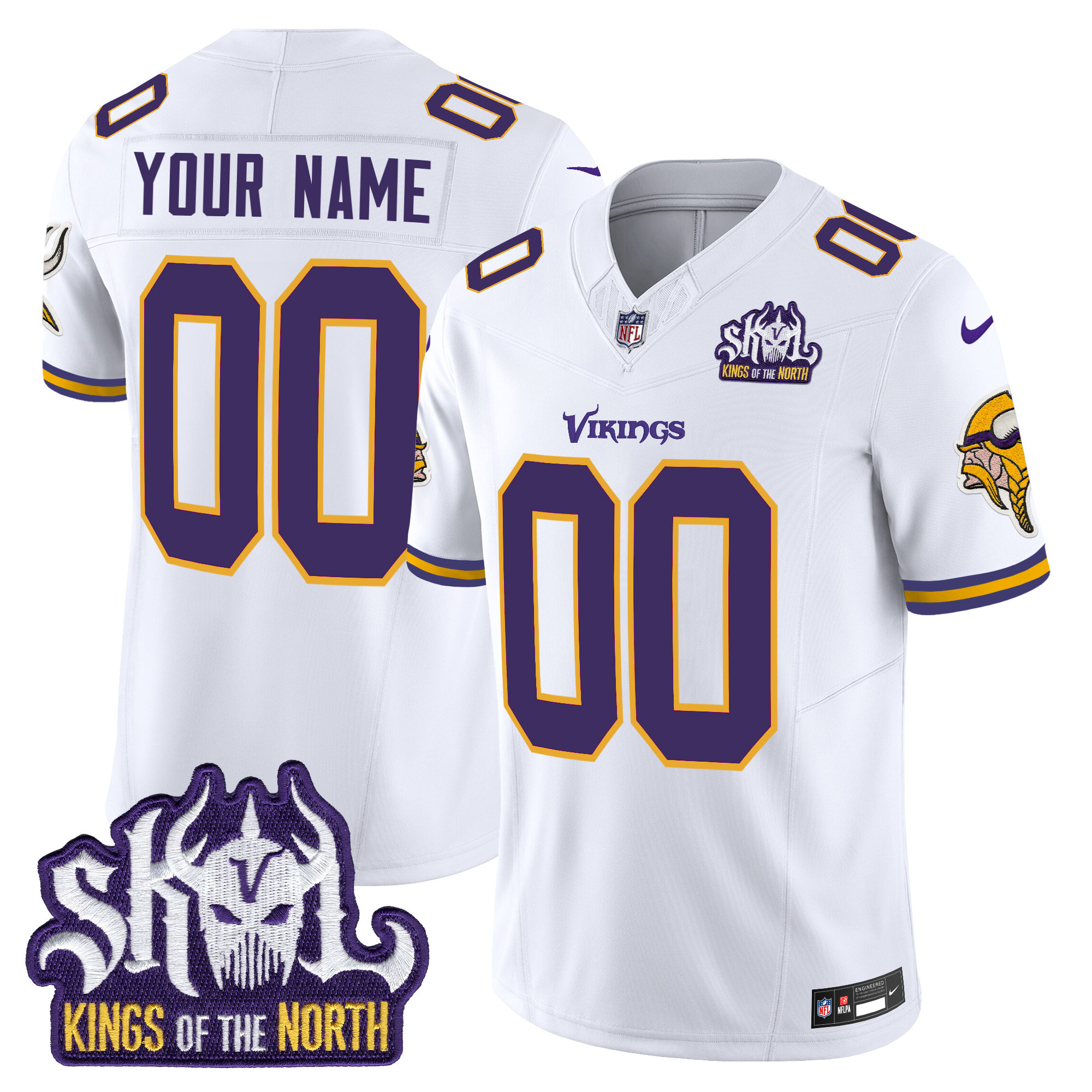 Minnesota Vikings King Of The North Patch Throwback Vapor Limited Custom Jersey - All Stitched - Image 4
