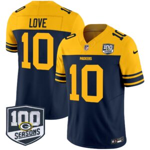 Men's Green Bay Packers Throwback 100th Season Patch Vapor Limited Jersey - All Stitched