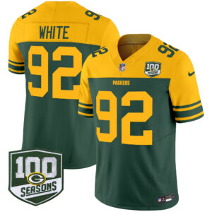 Men's Green Bay Packers Throwback 100th Season Patch Vapor Limited Jersey - All Stitched