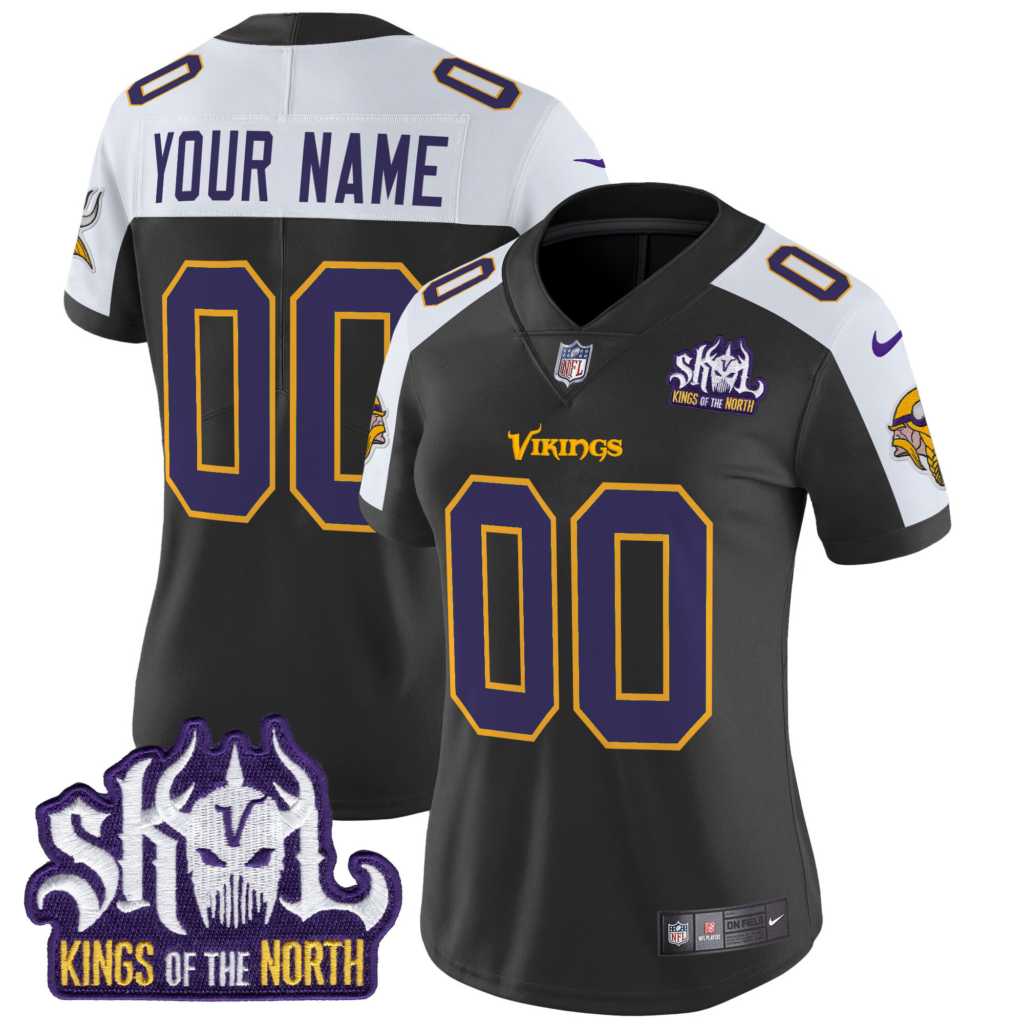 Minnesota Vikings King Of The North Patch Throwback Vapor Limited Custom Jersey - All Stitched - Image 7