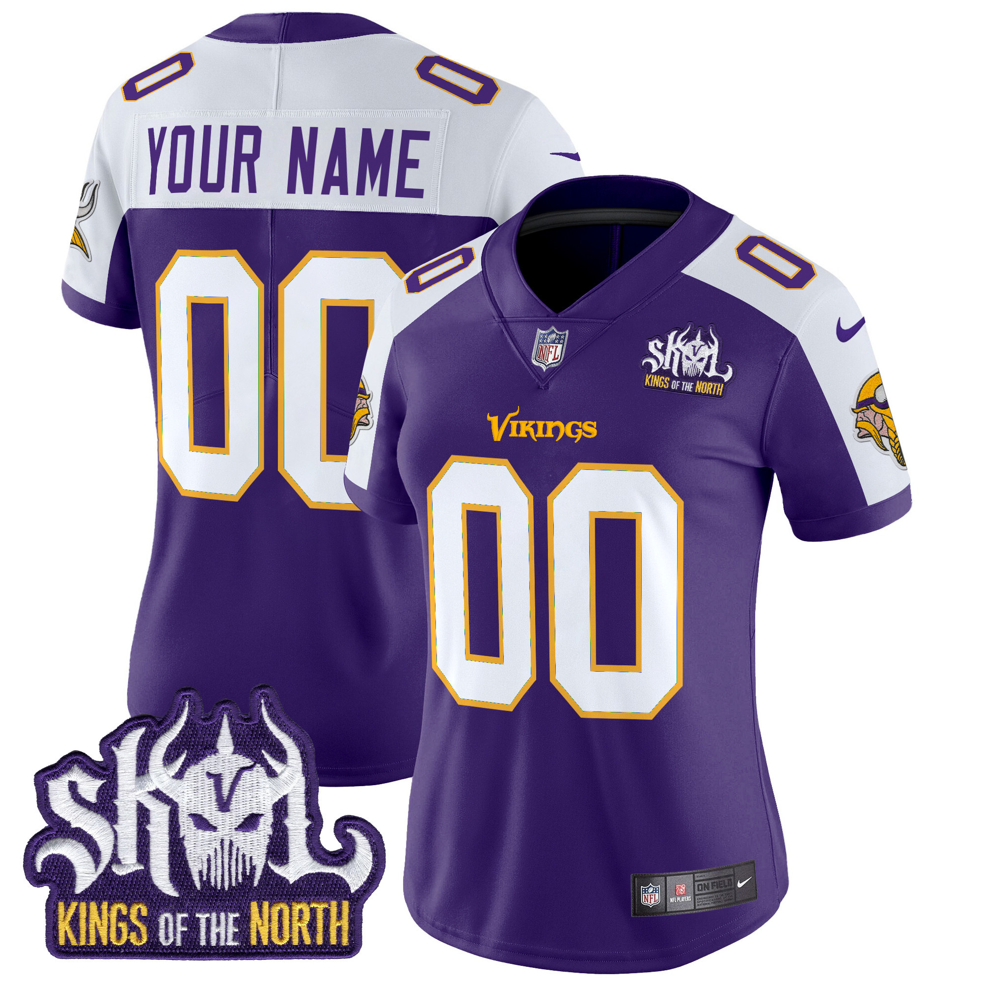 Minnesota Vikings King Of The North Patch Throwback Vapor Limited Custom Jersey - All Stitched - Image 6