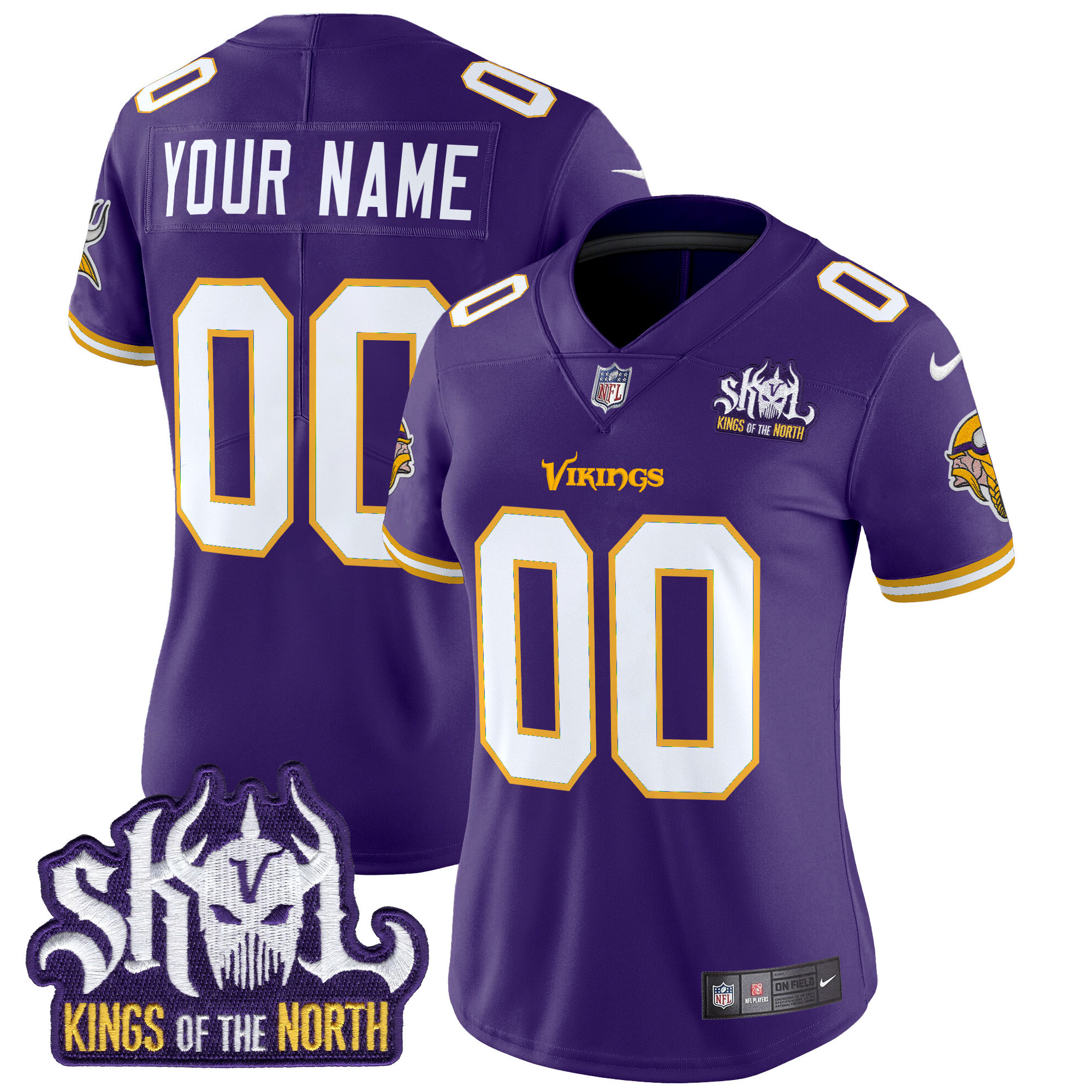 Minnesota Vikings King Of The North Patch Throwback Vapor Limited Custom Jersey - All Stitched - Image 8