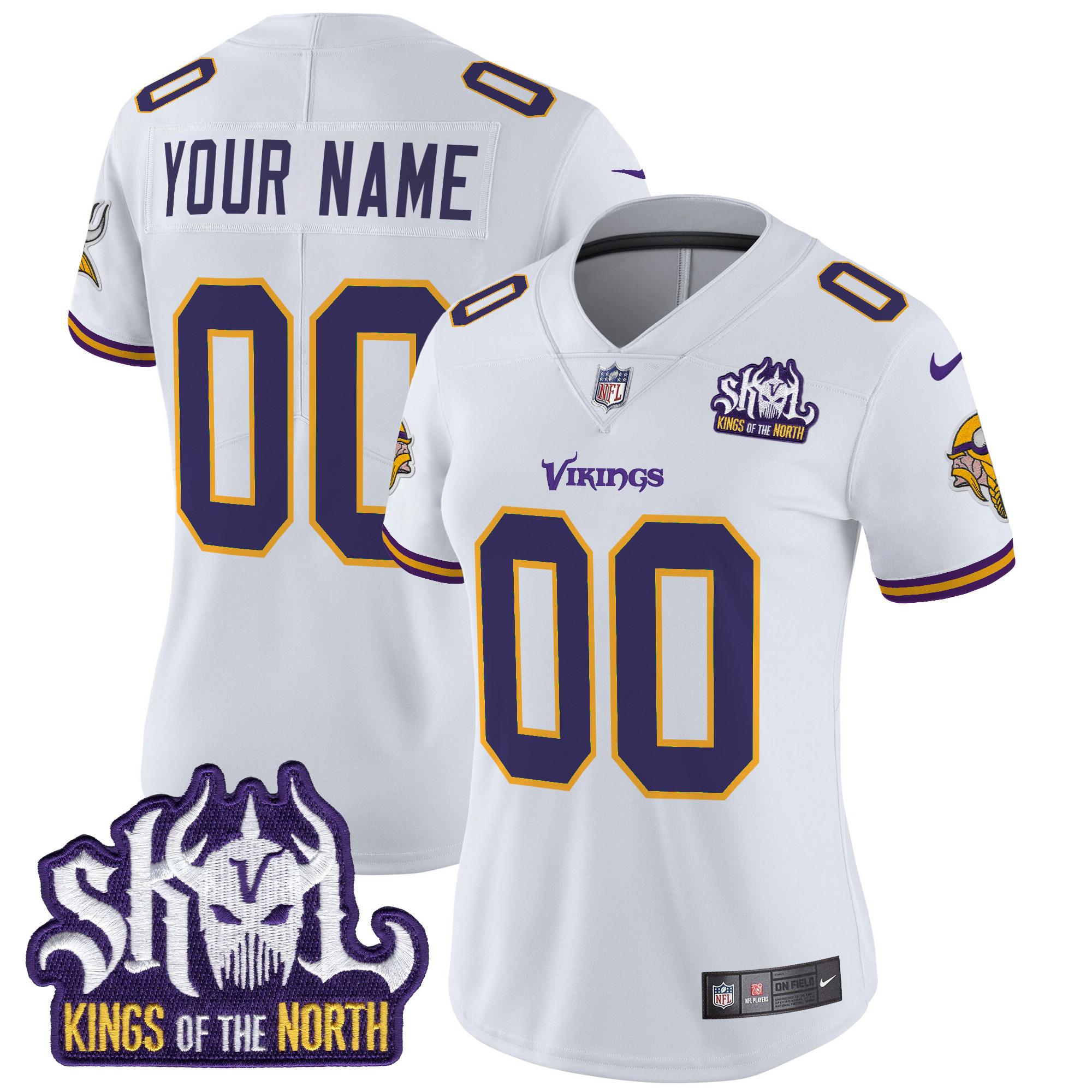 Minnesota Vikings King Of The North Patch Throwback Vapor Limited Custom Jersey - All Stitched - Image 9