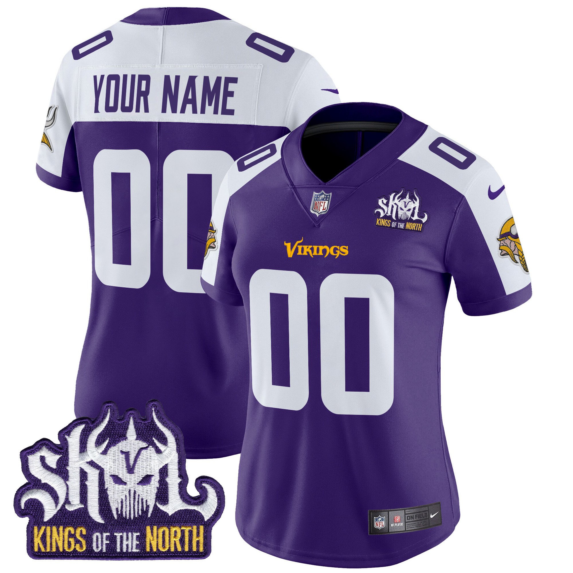 Minnesota Vikings Kings Of The North Patch Vapor Limited Custom Jersey - All Stitched - Image 6