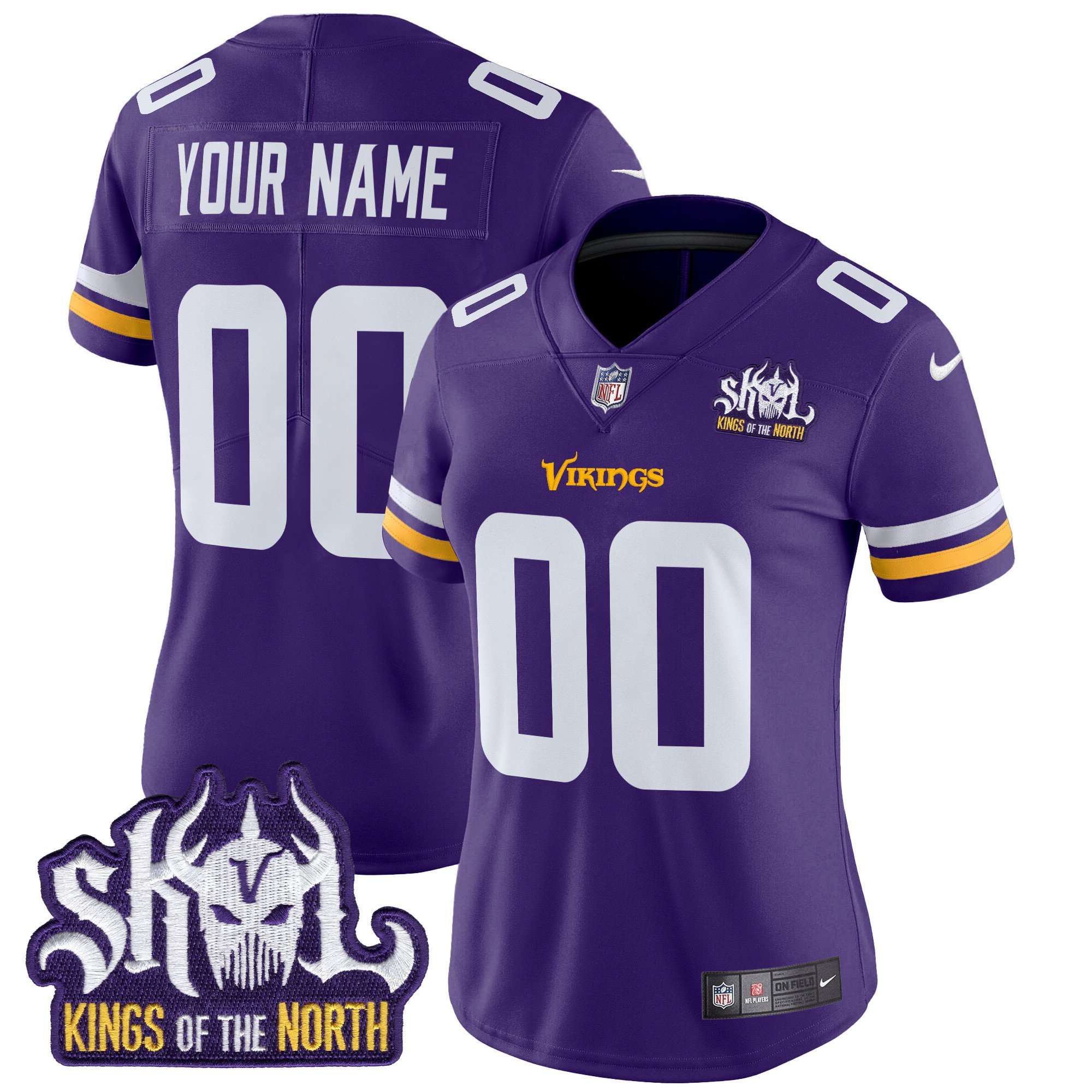 Minnesota Vikings Kings Of The North Patch Vapor Limited Custom Jersey - All Stitched - Image 8