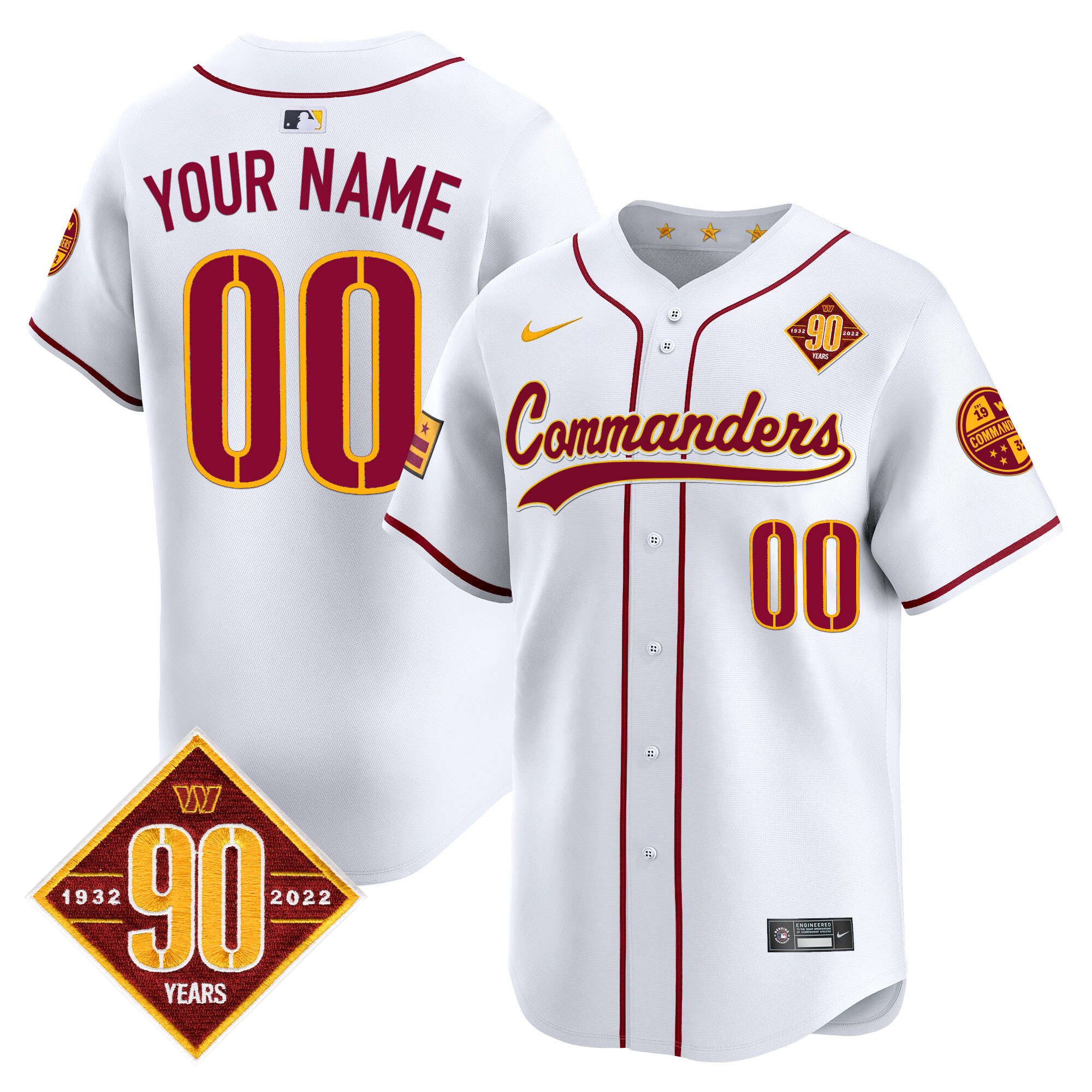 Washington Commanders 90th Anniversary Patch Vapor Premier Limited Custom Jersey - All Stitched - Image 5