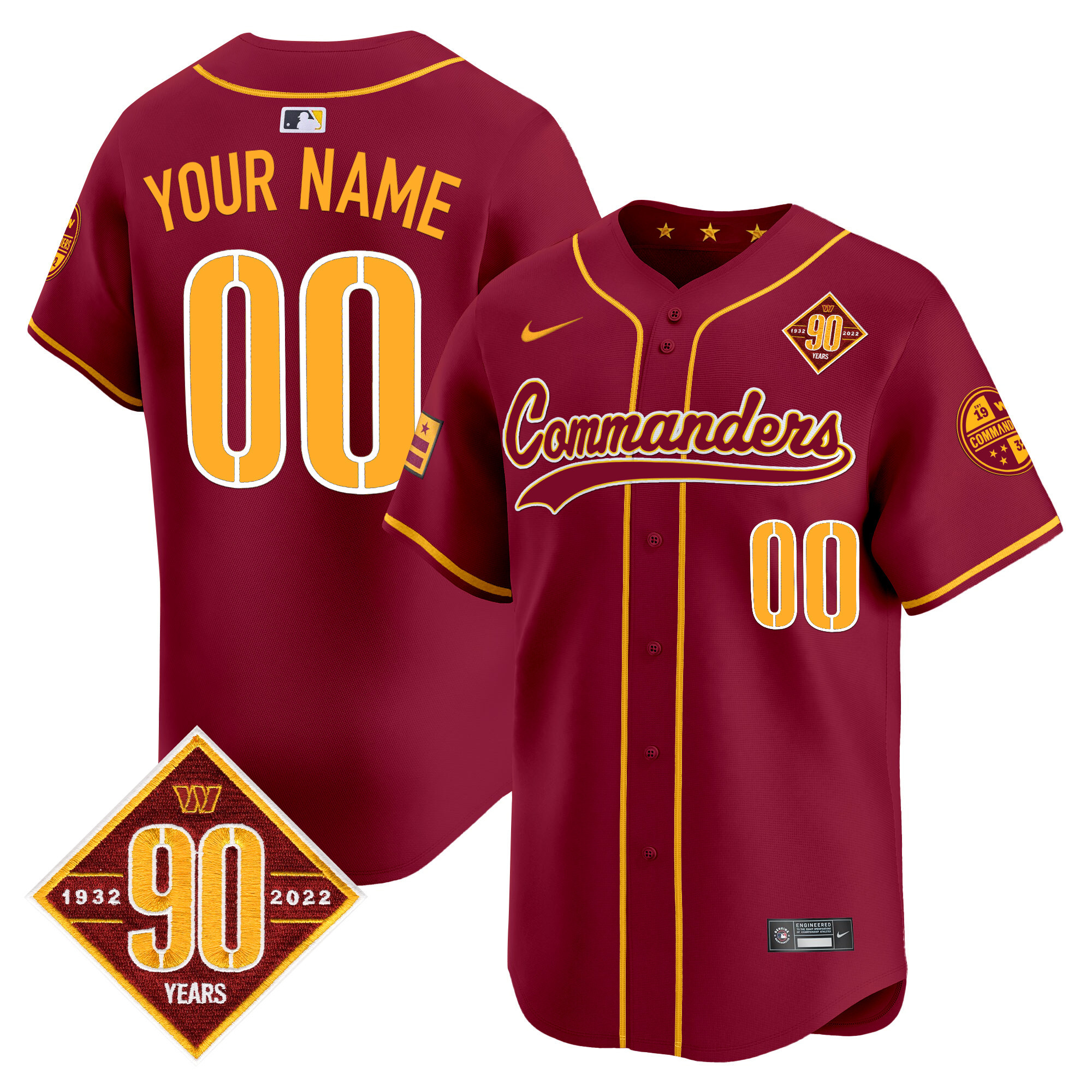 Washington Commanders 90th Anniversary Patch Vapor Premier Limited Custom Jersey - All Stitched - Image 4