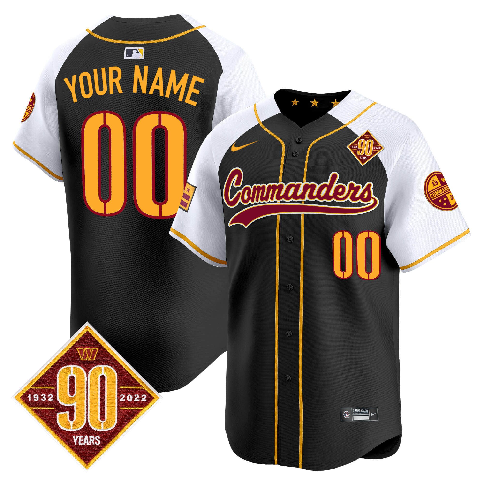 Washington Commanders 90th Anniversary Patch Vapor Premier Limited Custom Jersey - All Stitched - Image 2