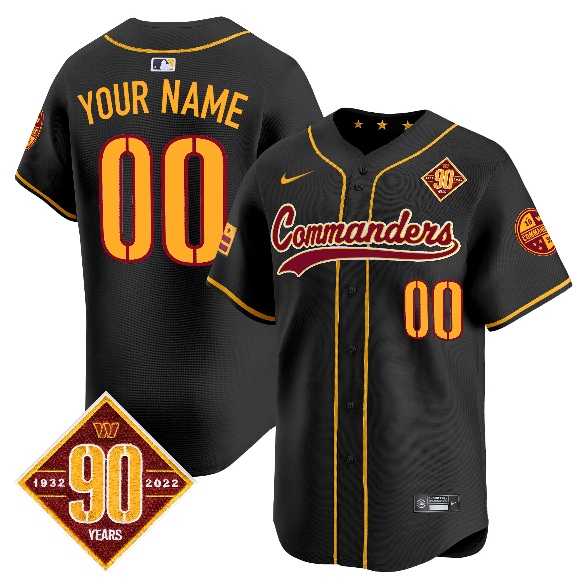 Washington Commanders 90th Anniversary Patch Vapor Premier Limited Custom Jersey - All Stitched - Image 3