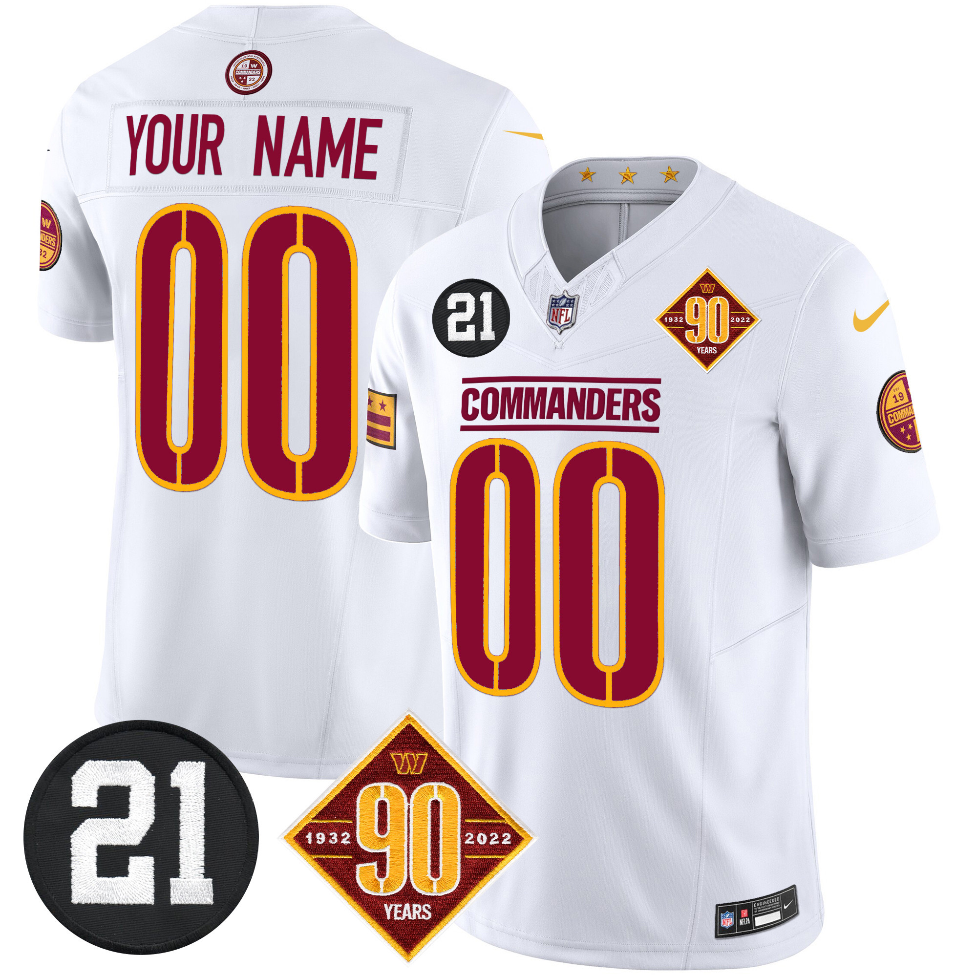 Washington Commanders 90th & Sean Taylor Patch Vapor Limited Custom Jersey - All Stitched - Image 5