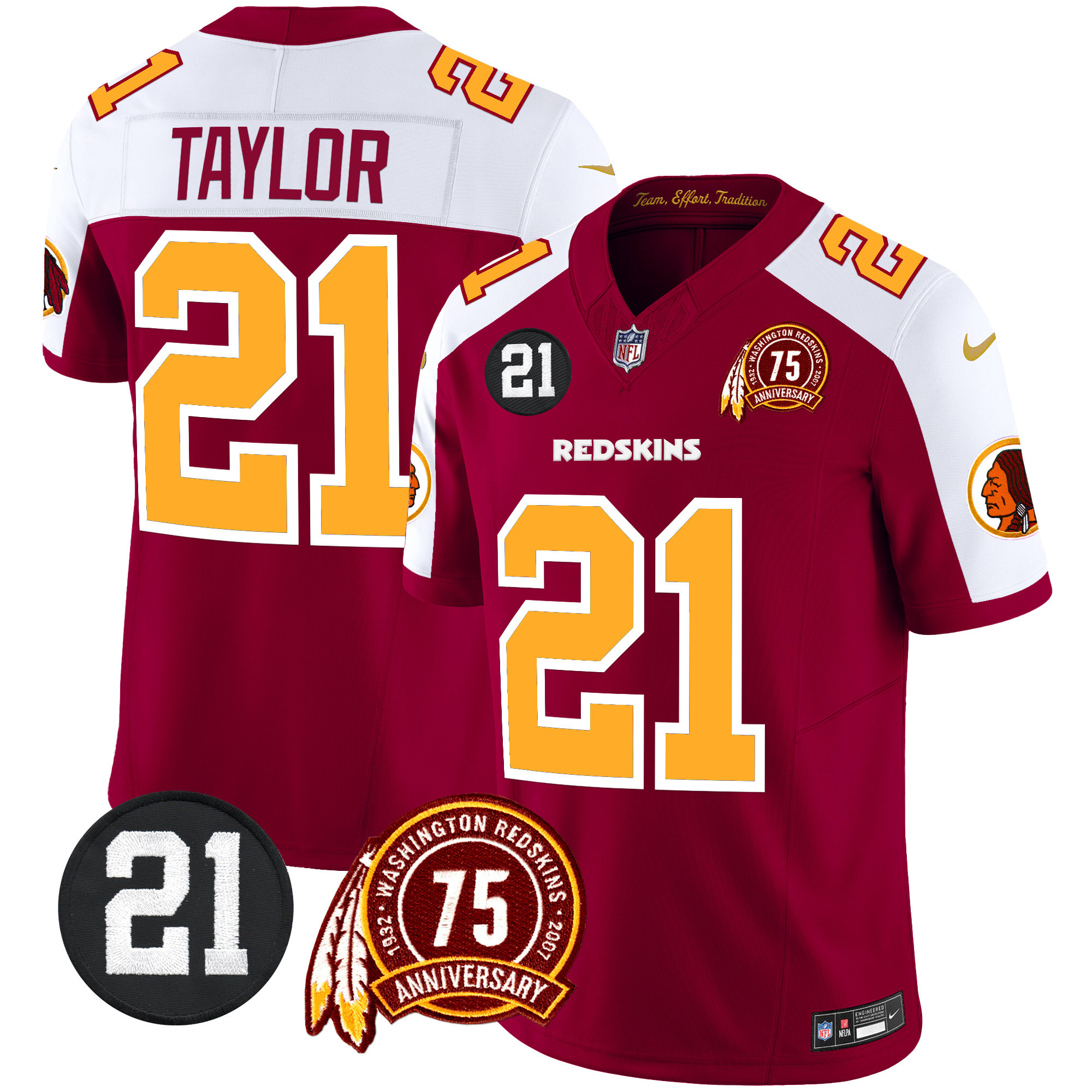 Men's Washington Redskins 75th & Sean Taylor Patch Vapor Limited Jersey - All Stitched - Image 29