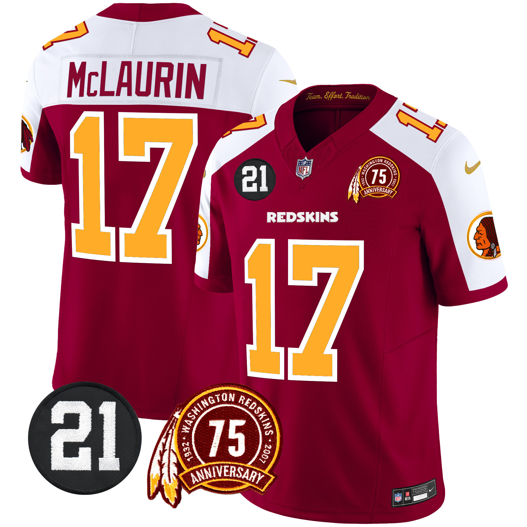 Men's Washington Redskins 75th & Sean Taylor Patch Vapor Limited Jersey - All Stitched - Image 33