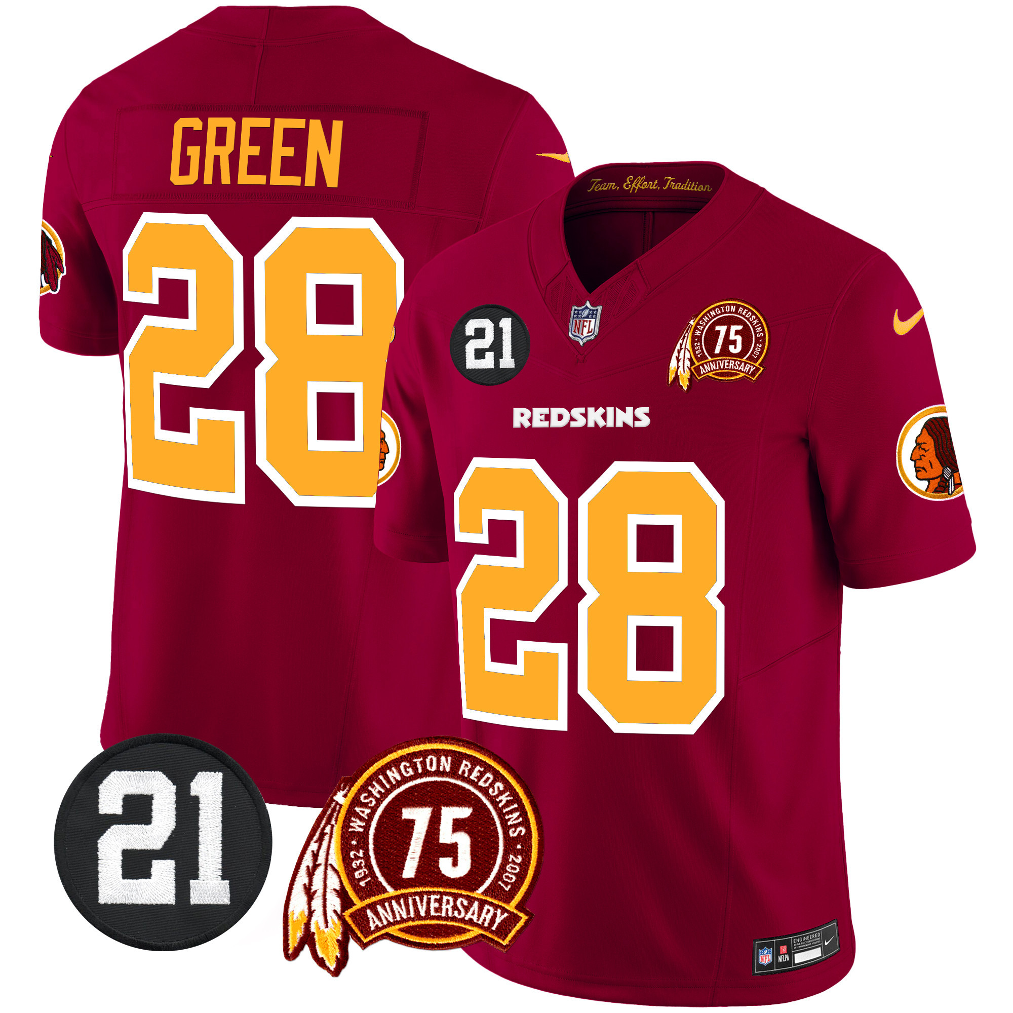 Men's Washington Redskins 75th & Sean Taylor Patch Vapor Limited Jersey - All Stitched - Image 7