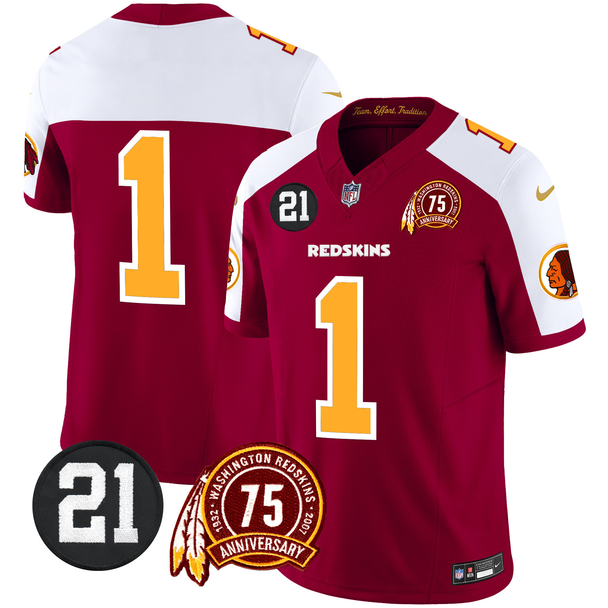 Men's Washington Redskins 75th & Sean Taylor Patch Vapor Limited Jersey - All Stitched - Image 36
