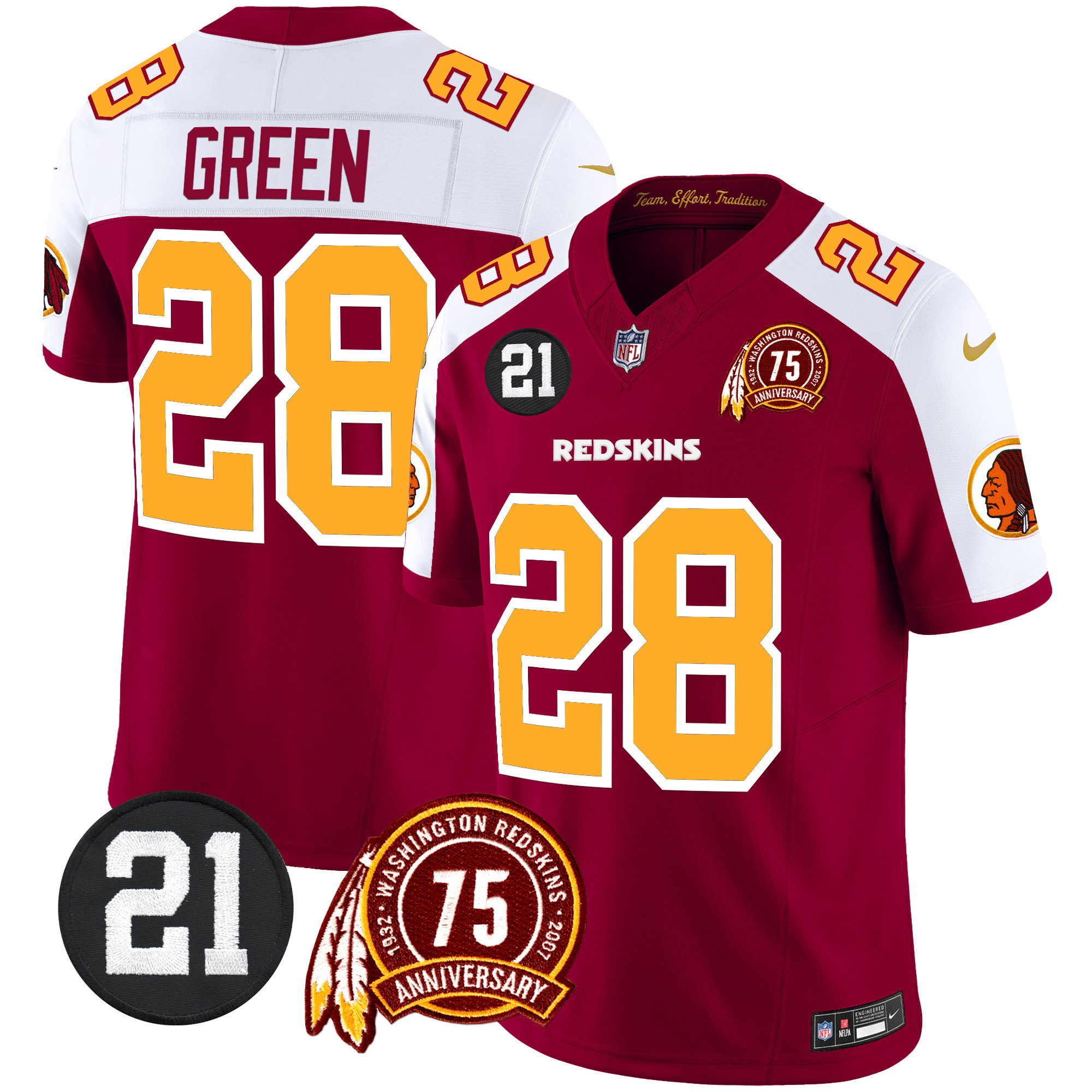 Men's Washington Redskins 75th & Sean Taylor Patch Vapor Limited Jersey - All Stitched - Image 34