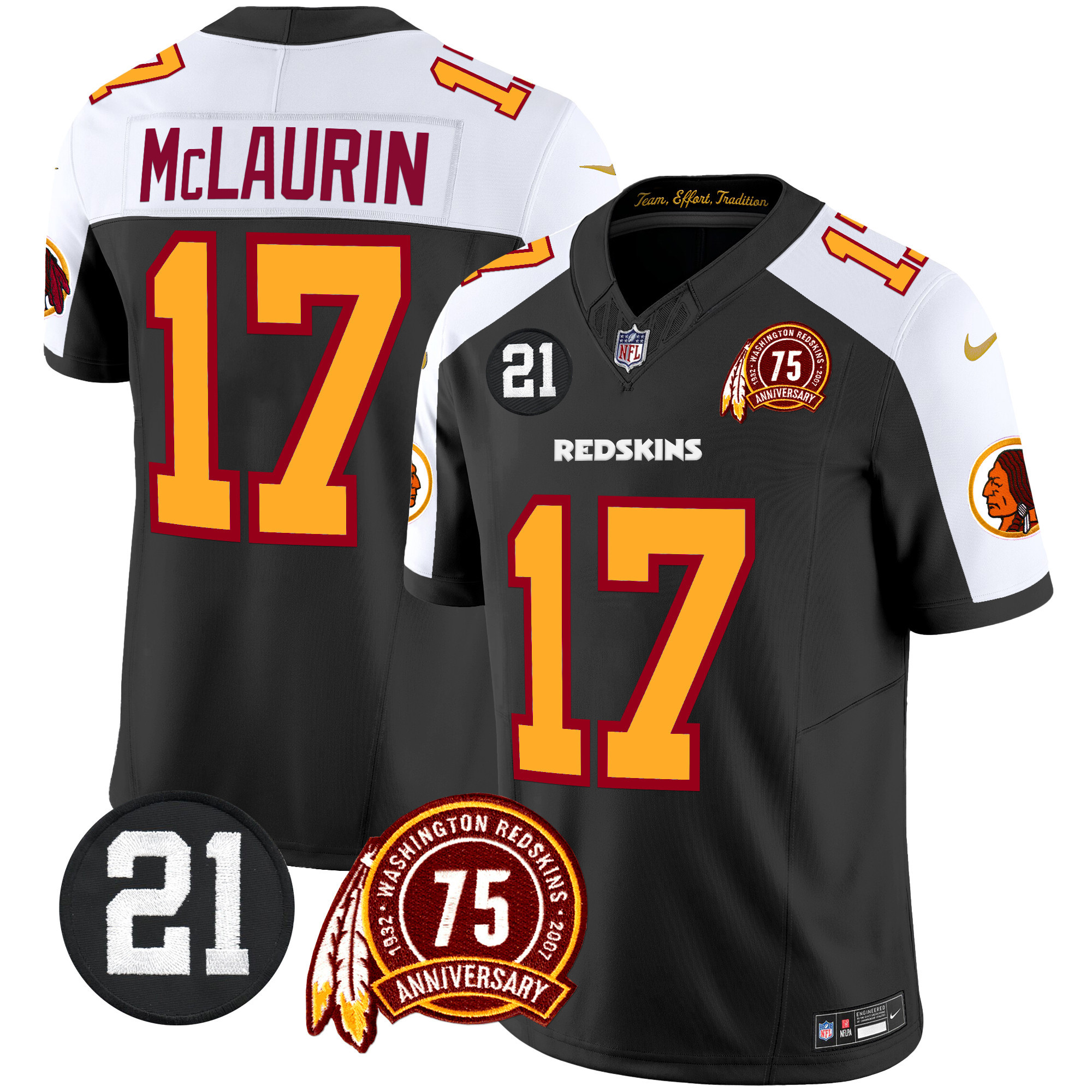 Men's Washington Redskins 75th & Sean Taylor Patch Vapor Limited Jersey - All Stitched - Image 42