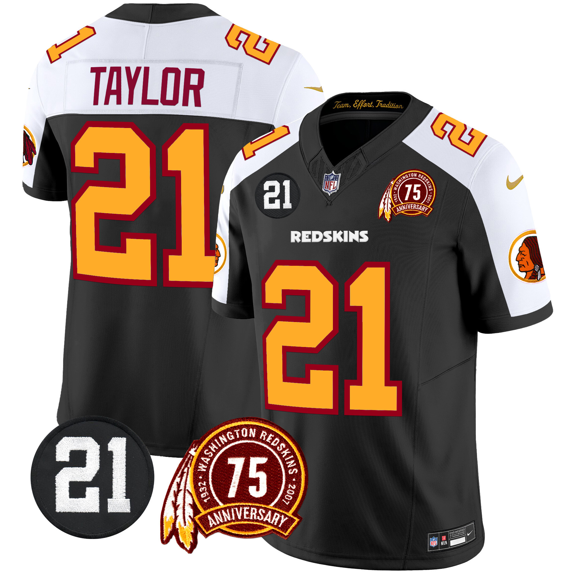 Men's Washington Redskins 75th & Sean Taylor Patch Vapor Limited Jersey - All Stitched - Image 38