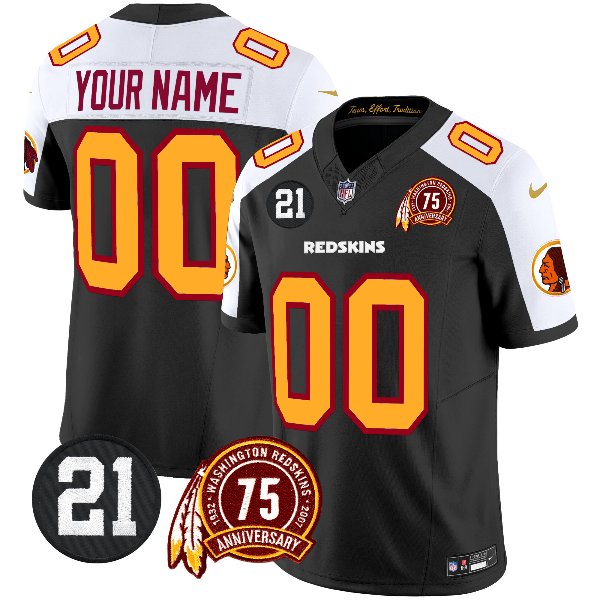 Washington Redskins 75th & Sean Taylor Patch Vapor Limited Custom Jersey - All Stitched - Image 6