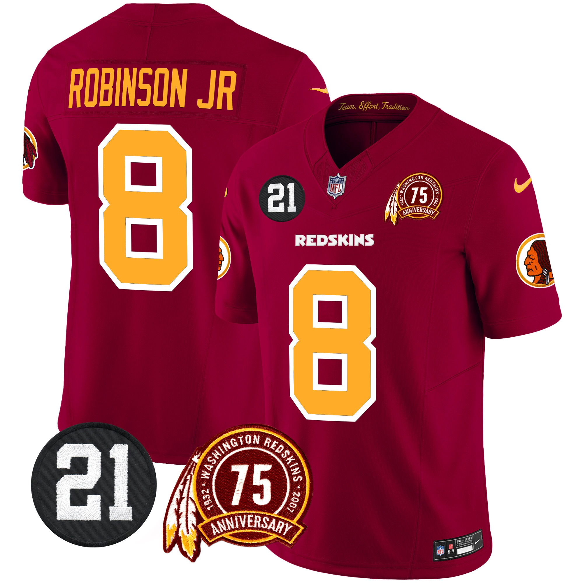 Men's Washington Redskins 75th & Sean Taylor Patch Vapor Limited Jersey - All Stitched - Image 3