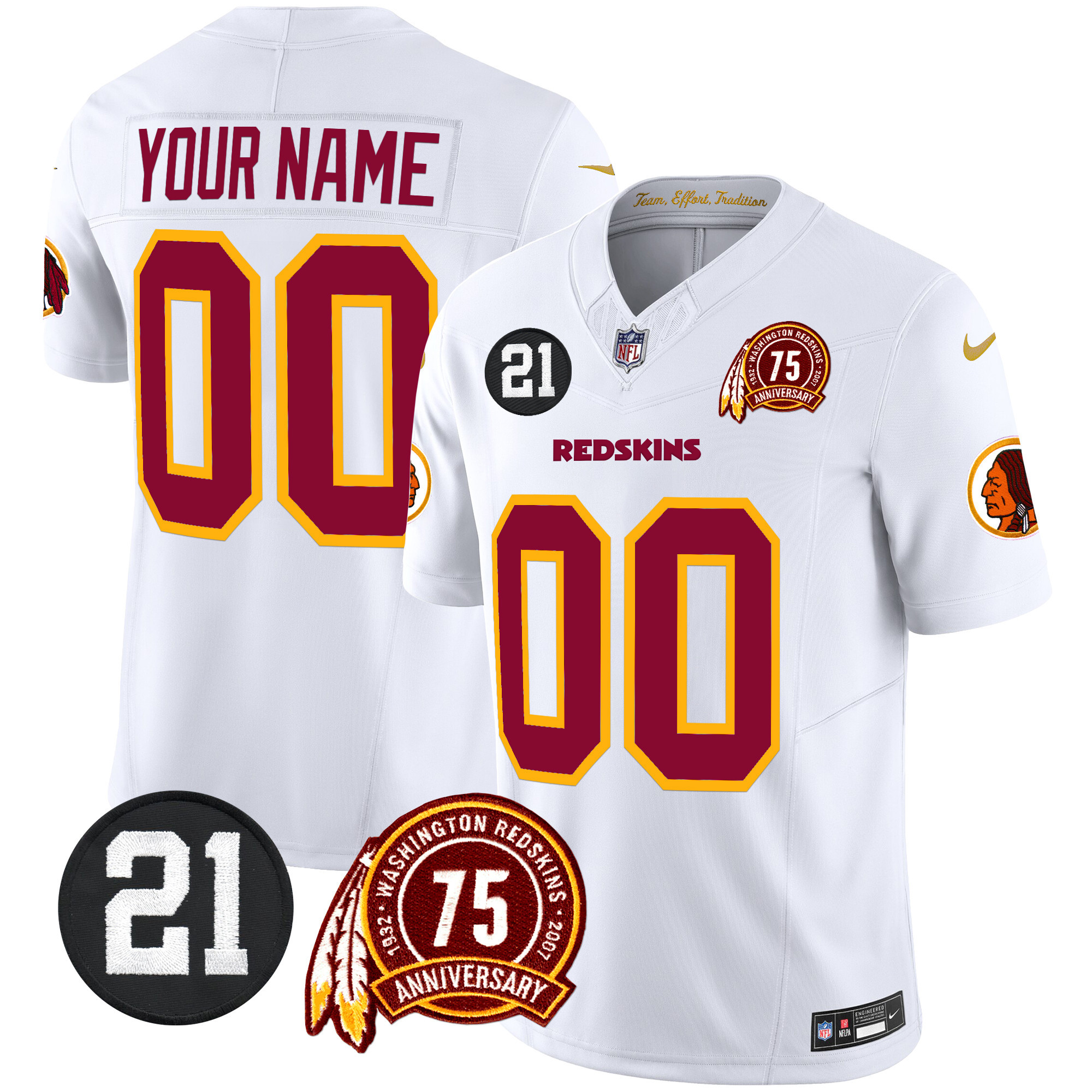 Washington Redskins 75th & Sean Taylor Patch Vapor Limited Custom Jersey - All Stitched - Image 3