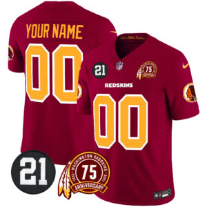 Washington Redskins 75th & Sean Taylor Patch Vapor Limited Custom Jersey - All Stitched