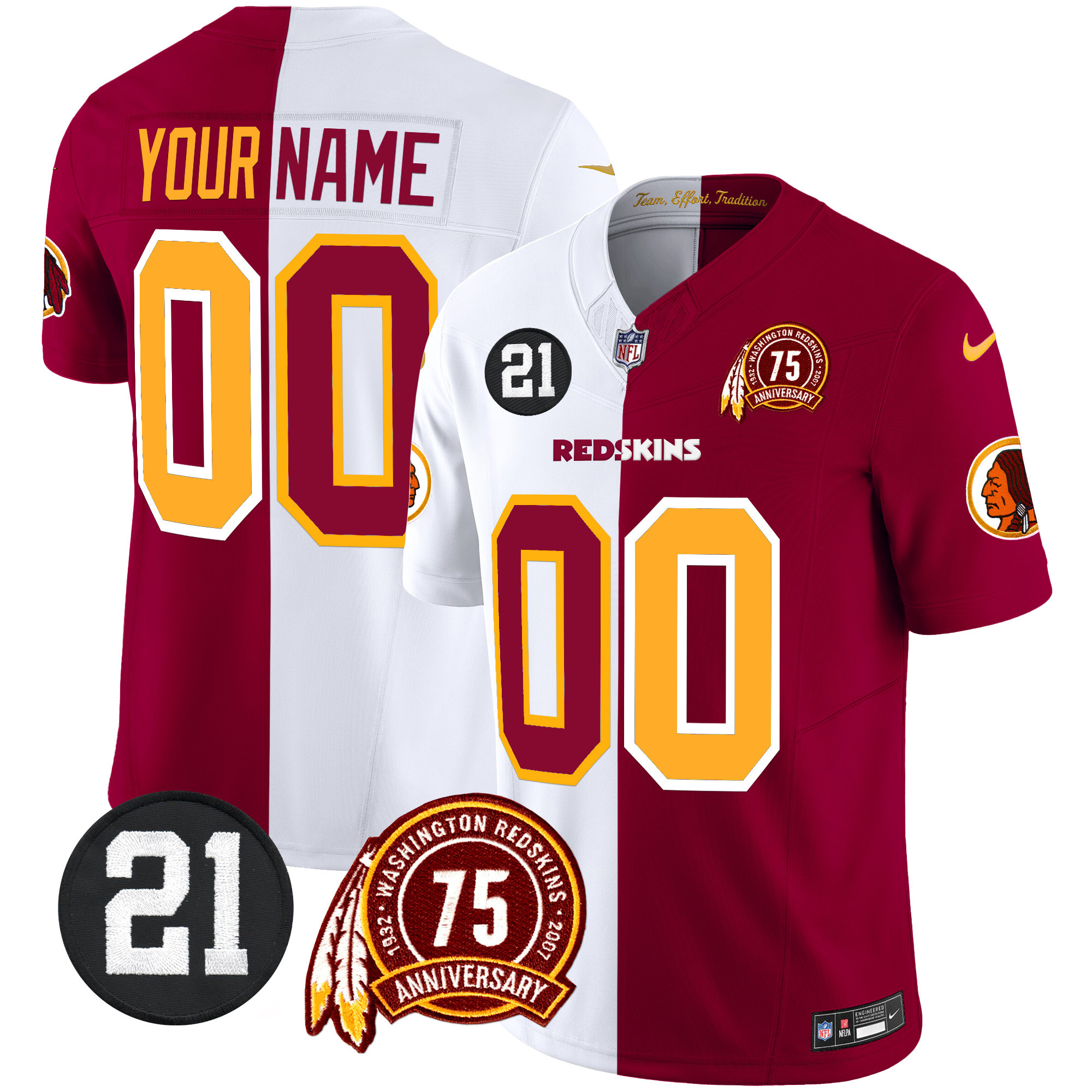 Washington Redskins 75th & Sean Taylor Patch Vapor Limited Custom Jersey - All Stitched - Image 4