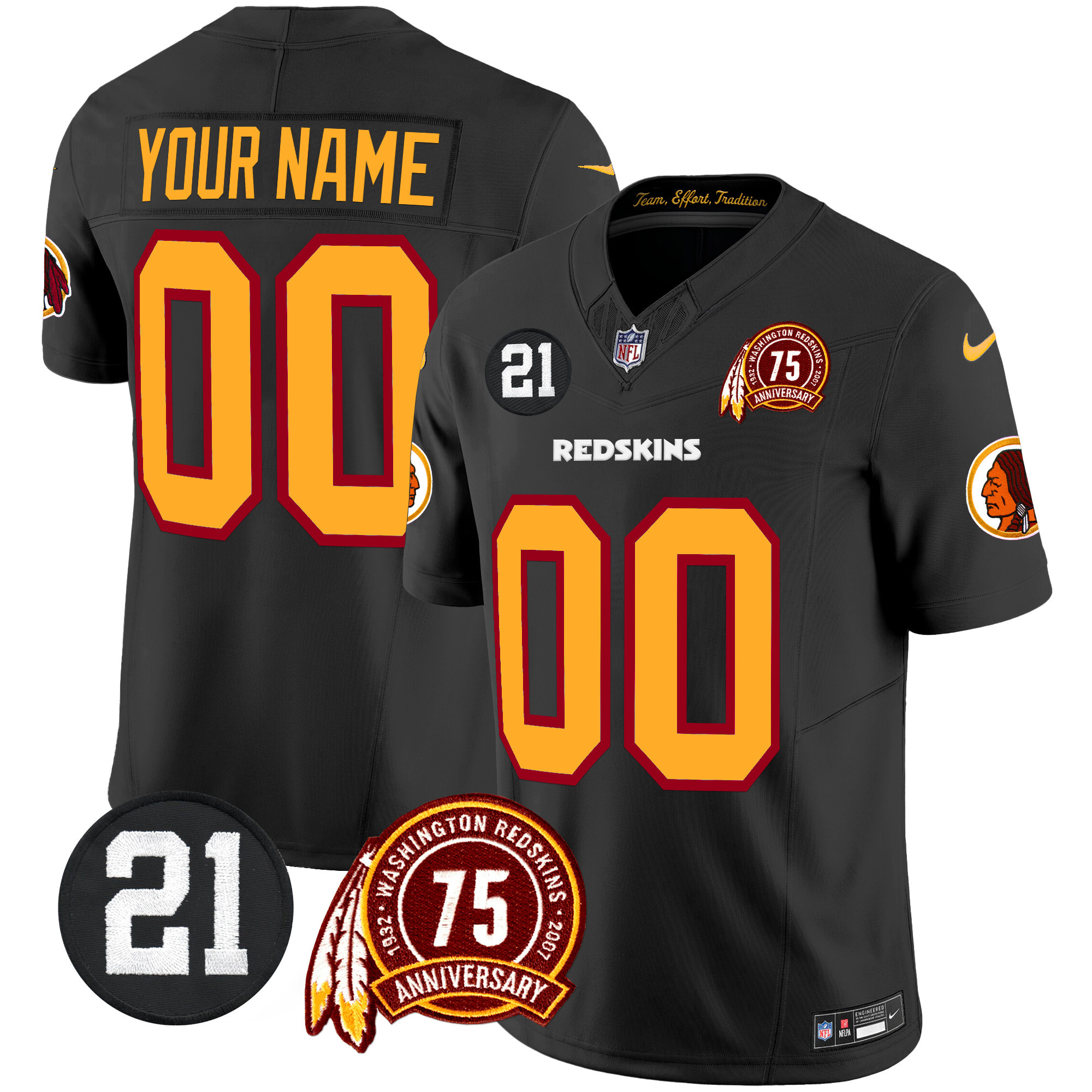 Washington Redskins 75th & Sean Taylor Patch Vapor Limited Custom Jersey - All Stitched - Image 2