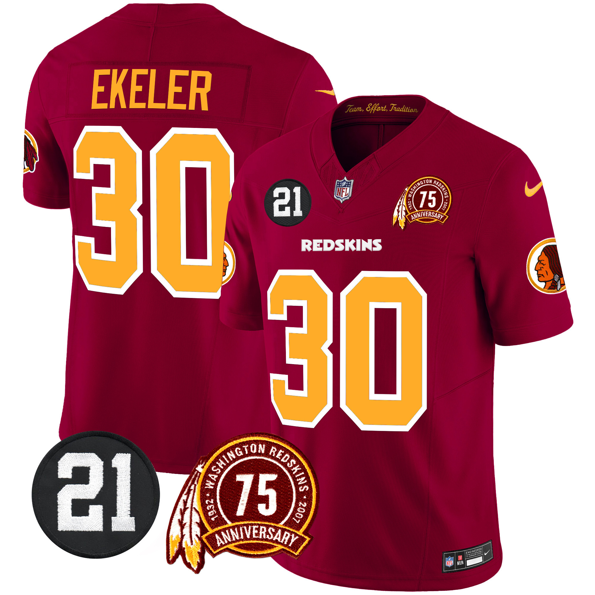 Men's Washington Redskins 75th & Sean Taylor Patch Vapor Limited Jersey - All Stitched - Image 4