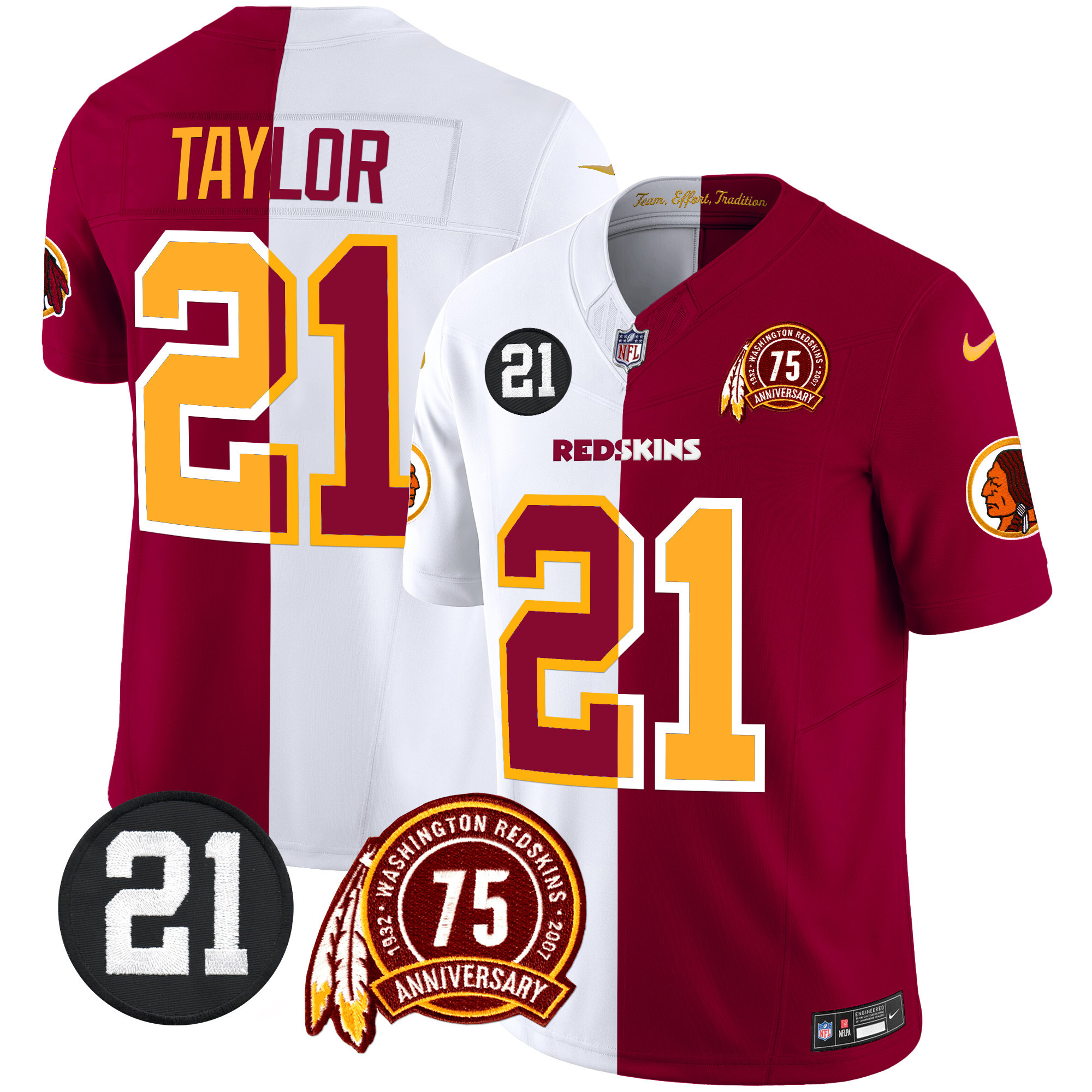 Men's Washington Redskins 75th & Sean Taylor Patch Vapor Limited Jersey - All Stitched - Image 47