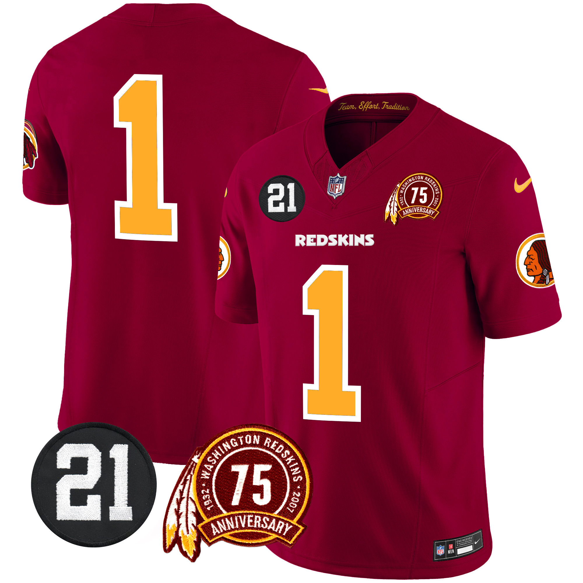 Men's Washington Redskins 75th & Sean Taylor Patch Vapor Limited Jersey - All Stitched - Image 9