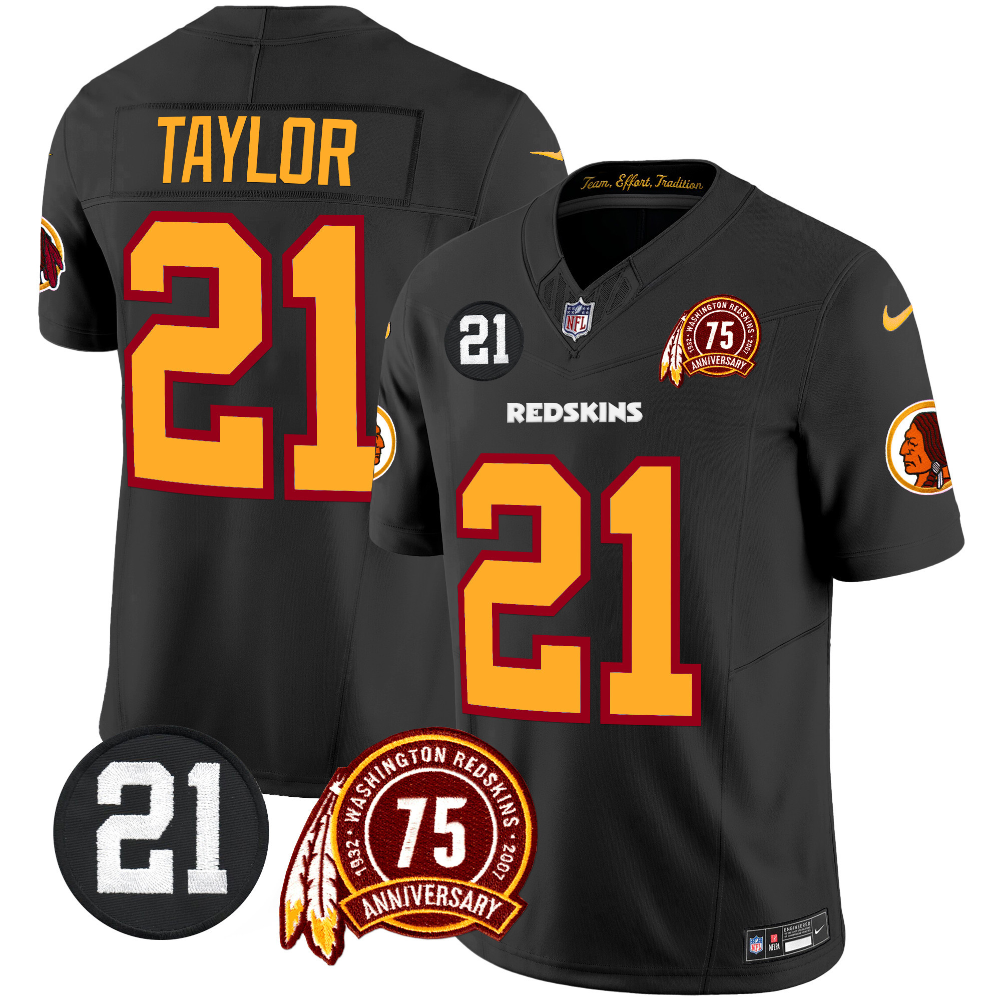 Men's Washington Redskins 75th & Sean Taylor Patch Vapor Limited Jersey - All Stitched - Image 11