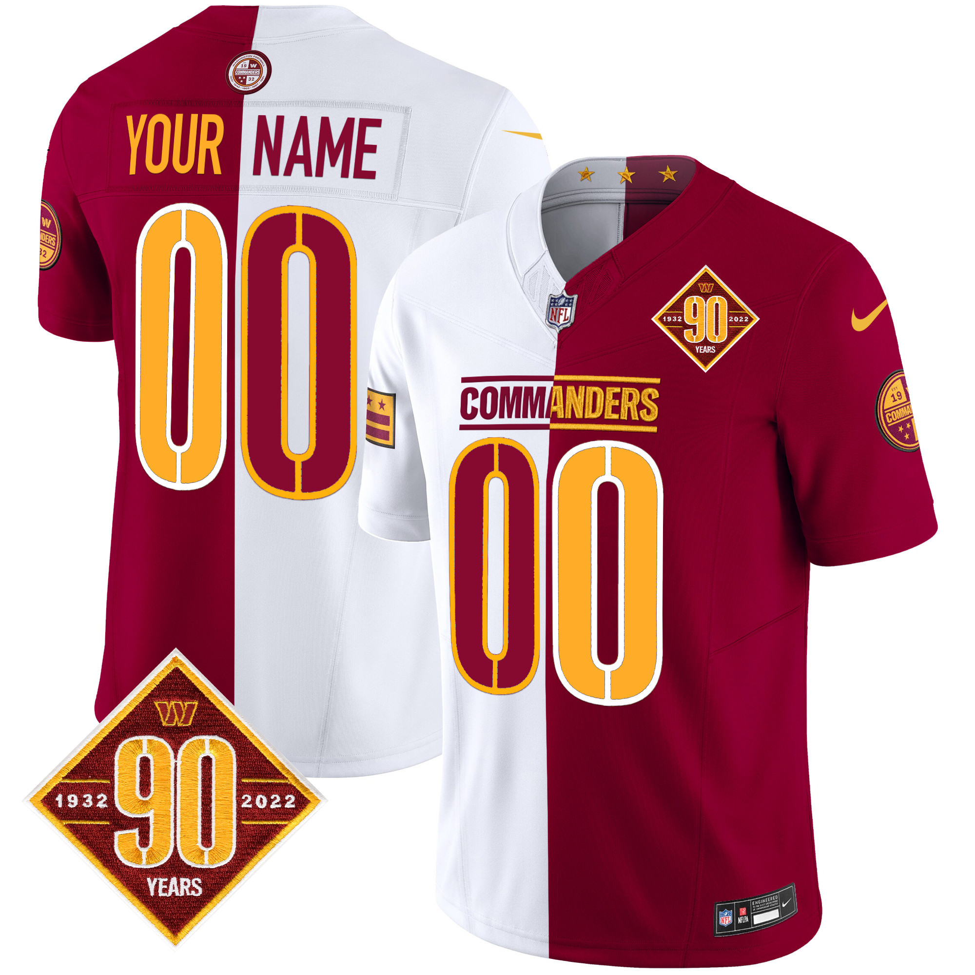 Washington Commanders 90th Anniversary Patch Vapor Limited Custom Jersey - All Stitched - Image 6