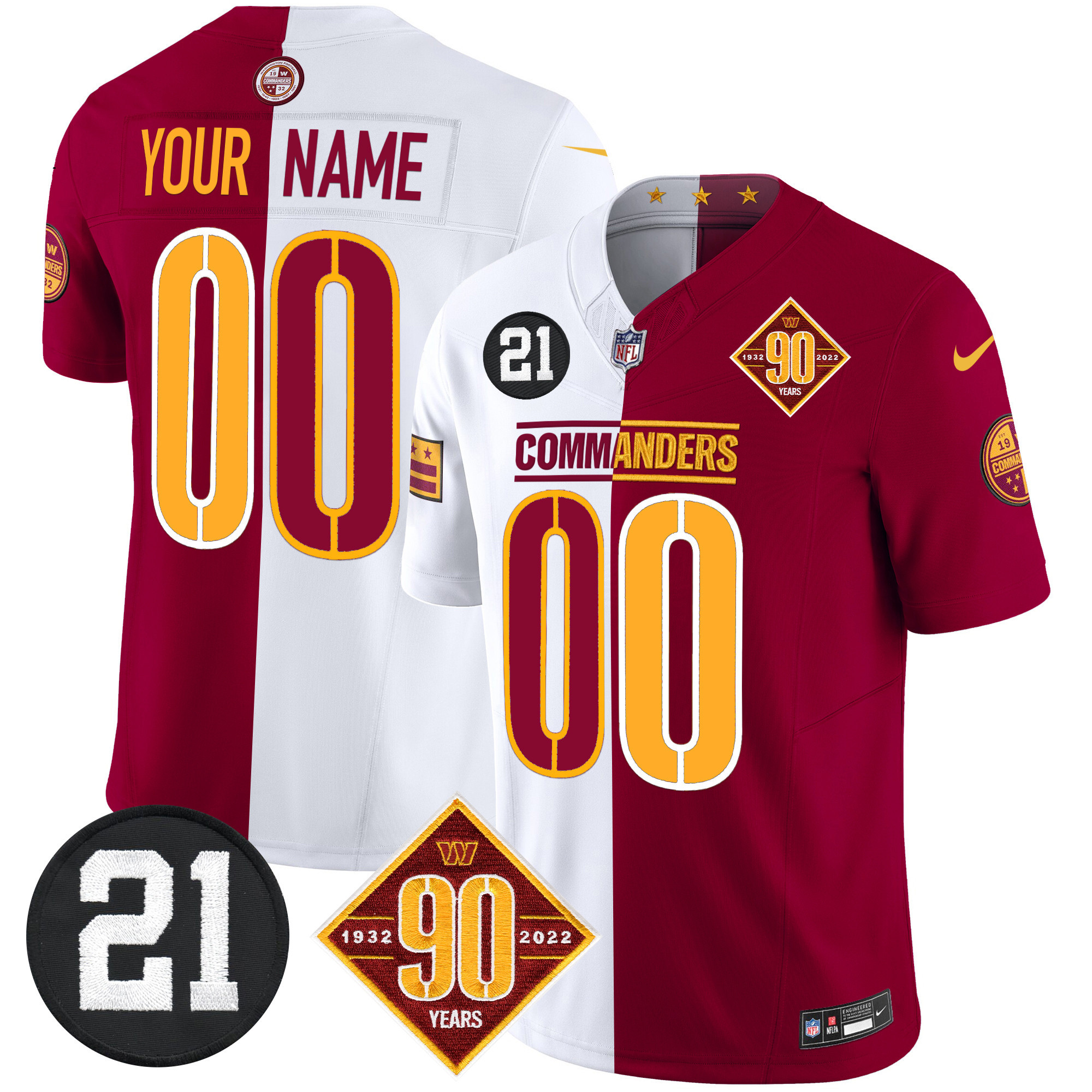 Washington Commanders 90th & Sean Taylor Patch Vapor Limited Custom Jersey - All Stitched - Image 6