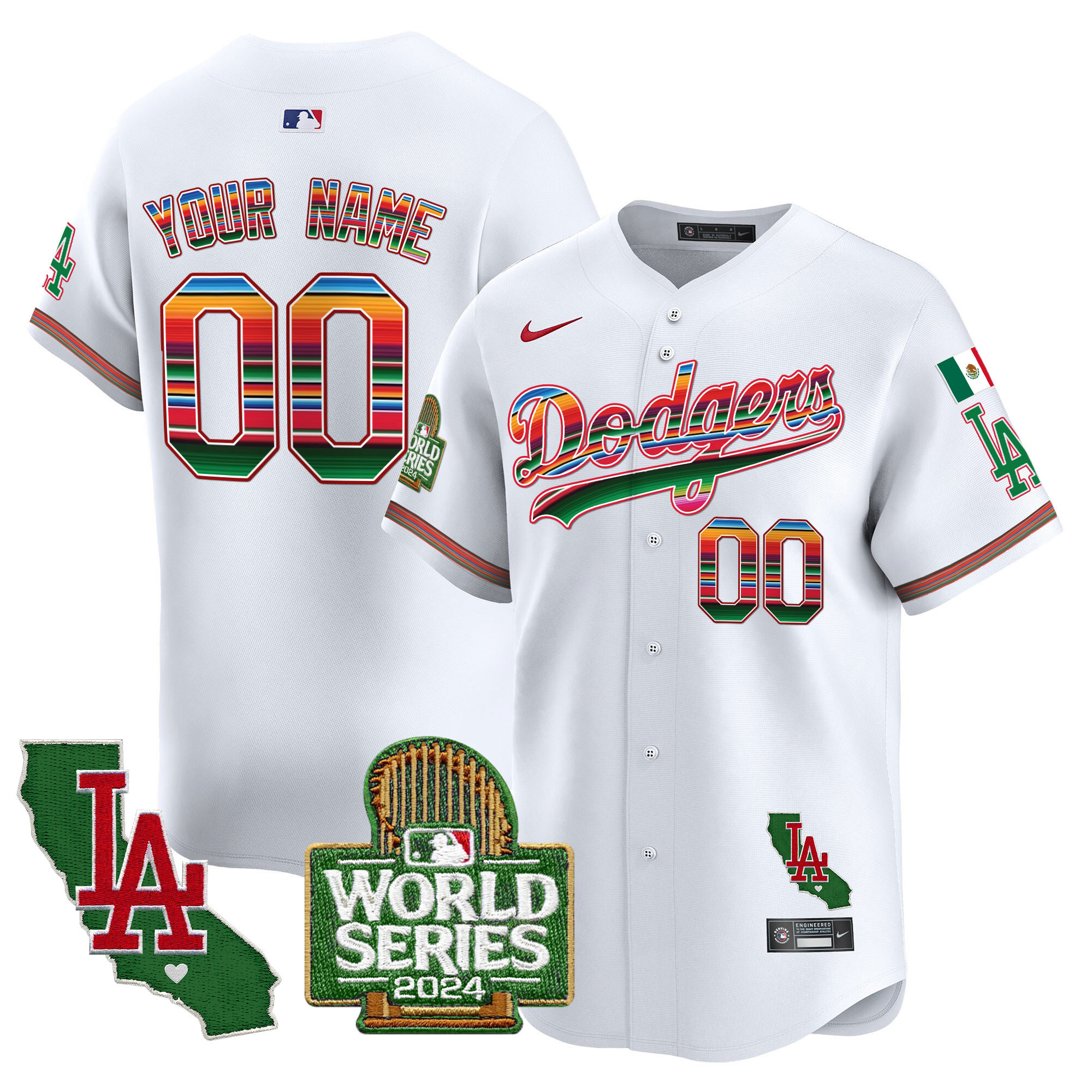 Dodgers Mexico 2024 World Series Vapor Premier Limited Custom Jersey - All Stitched
