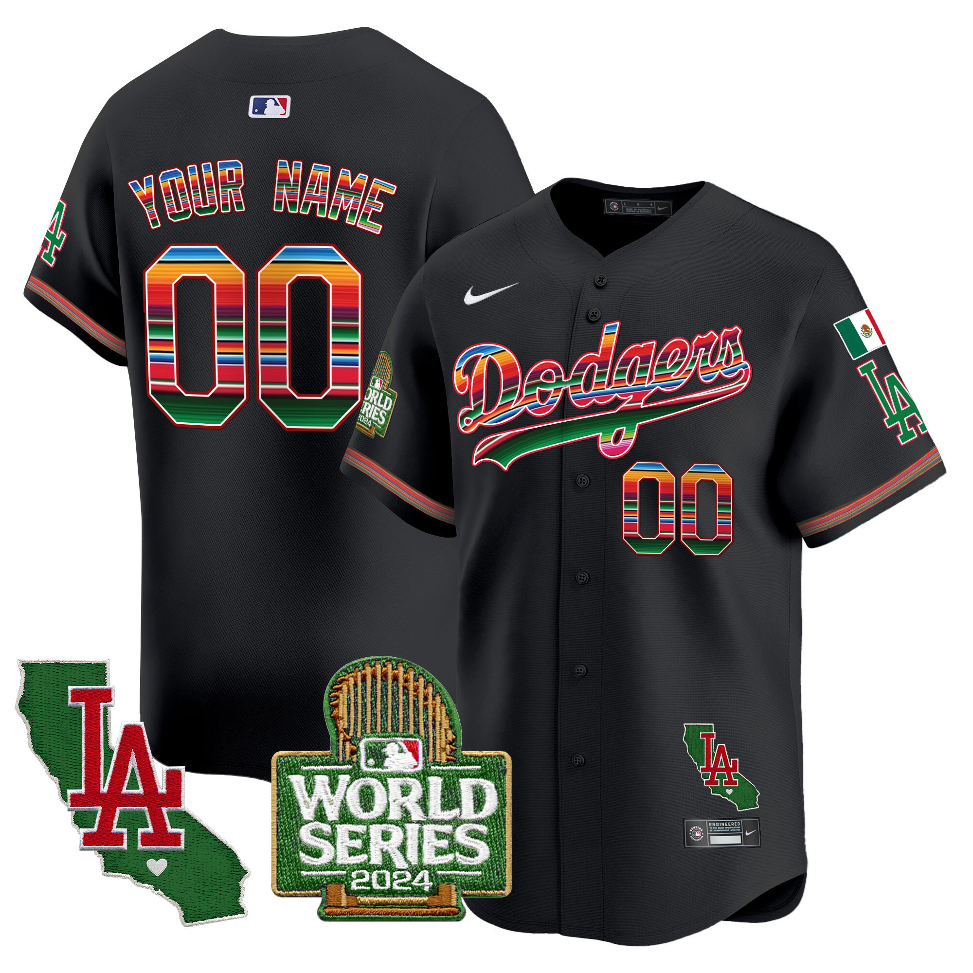 Dodgers Mexico 2024 World Series Vapor Premier Limited Custom Jersey - All Stitched - Image 3