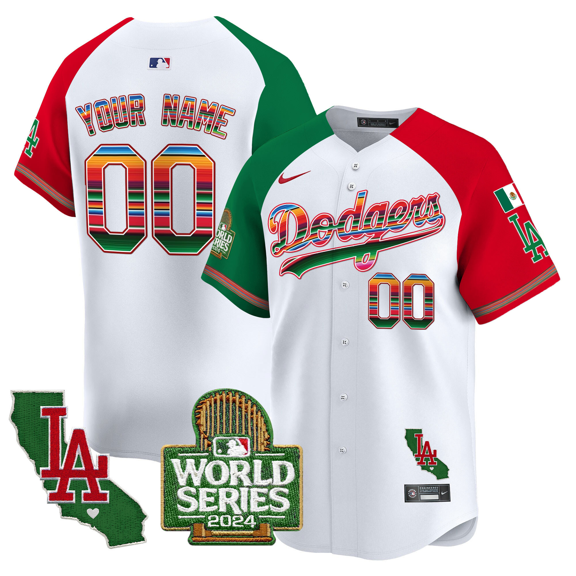 Dodgers Mexico 2024 World Series Vapor Premier Limited Custom Jersey - All Stitched - Image 4