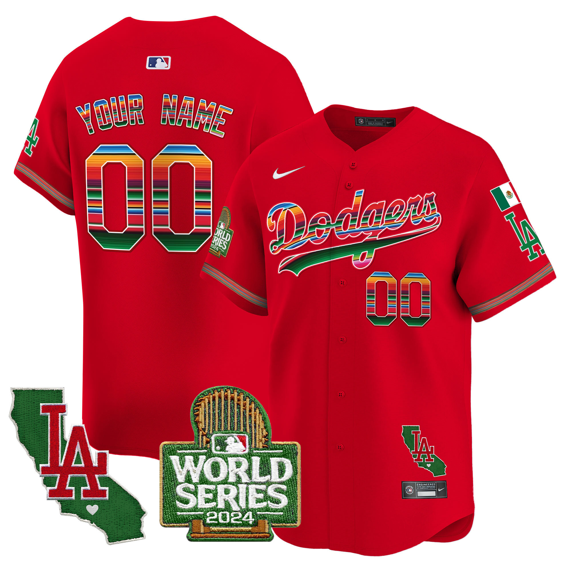 Dodgers Mexico 2024 World Series Vapor Premier Limited Custom Jersey - All Stitched - Image 6