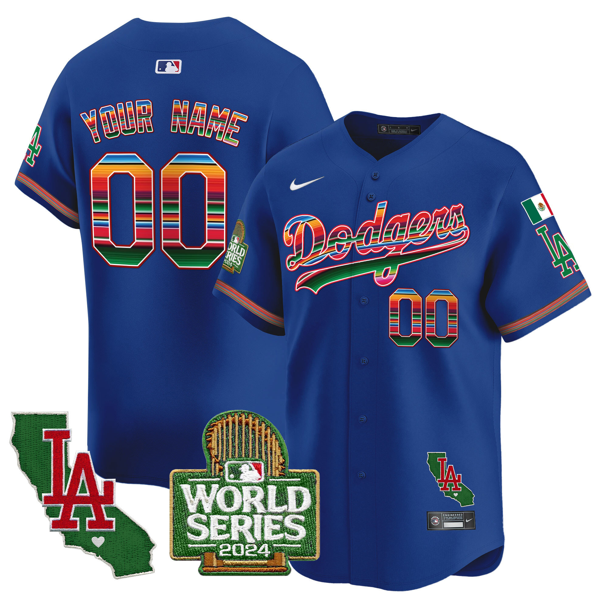 Dodgers Mexico 2024 World Series Vapor Premier Limited Custom Jersey - All Stitched - Image 2