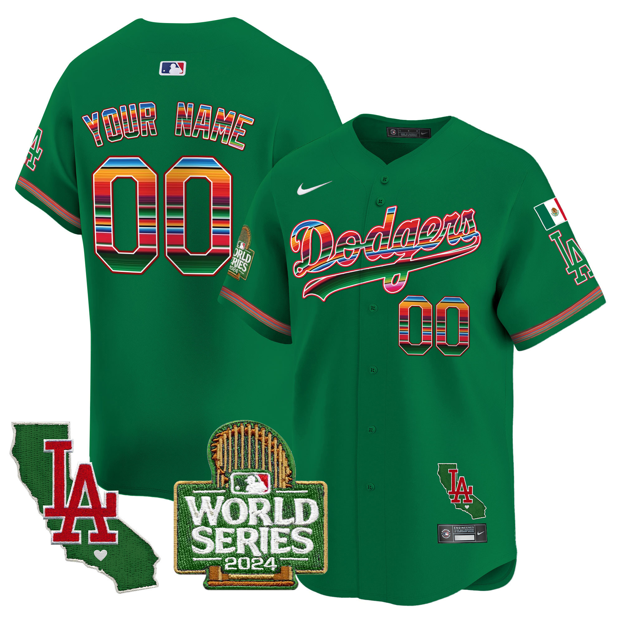 Dodgers Mexico 2024 World Series Vapor Premier Limited Custom Jersey - All Stitched - Image 5